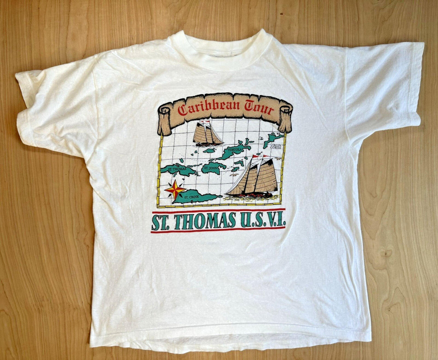 vintage CARIBBEAN TOUR shirt U.S. VIRGIN ISLANDS sailing PREP nautical
