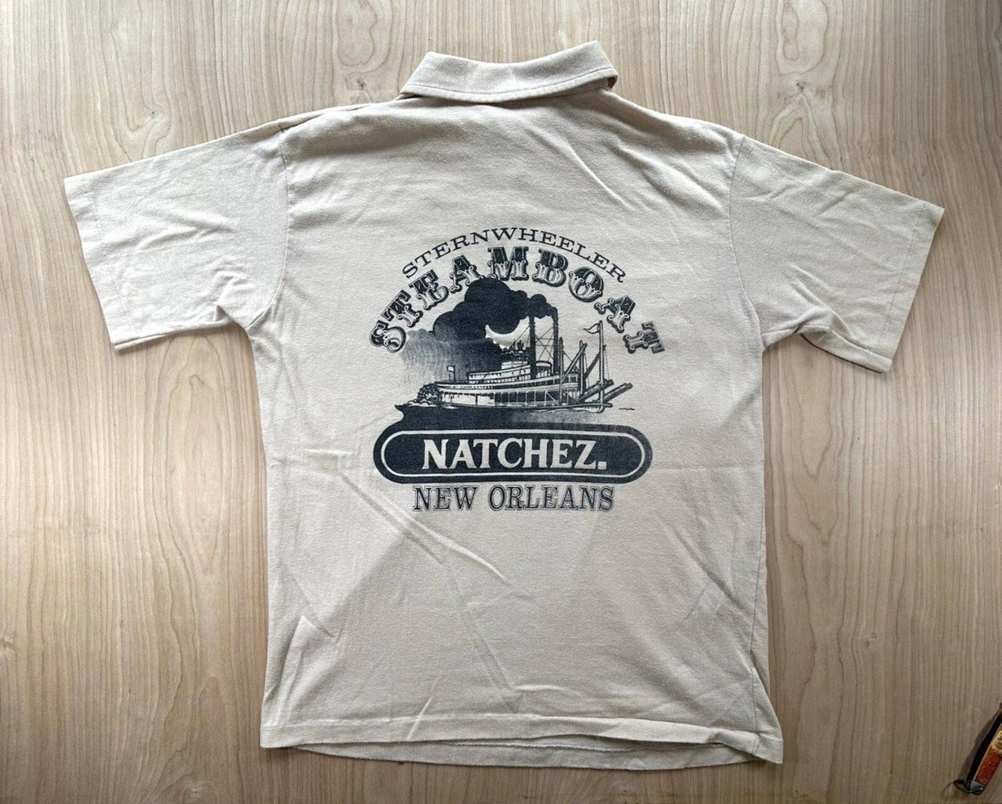 vintage 70's STEAMBOAT shirt NEW ORLEANS natchez LARGE pocket 2 sided RARE