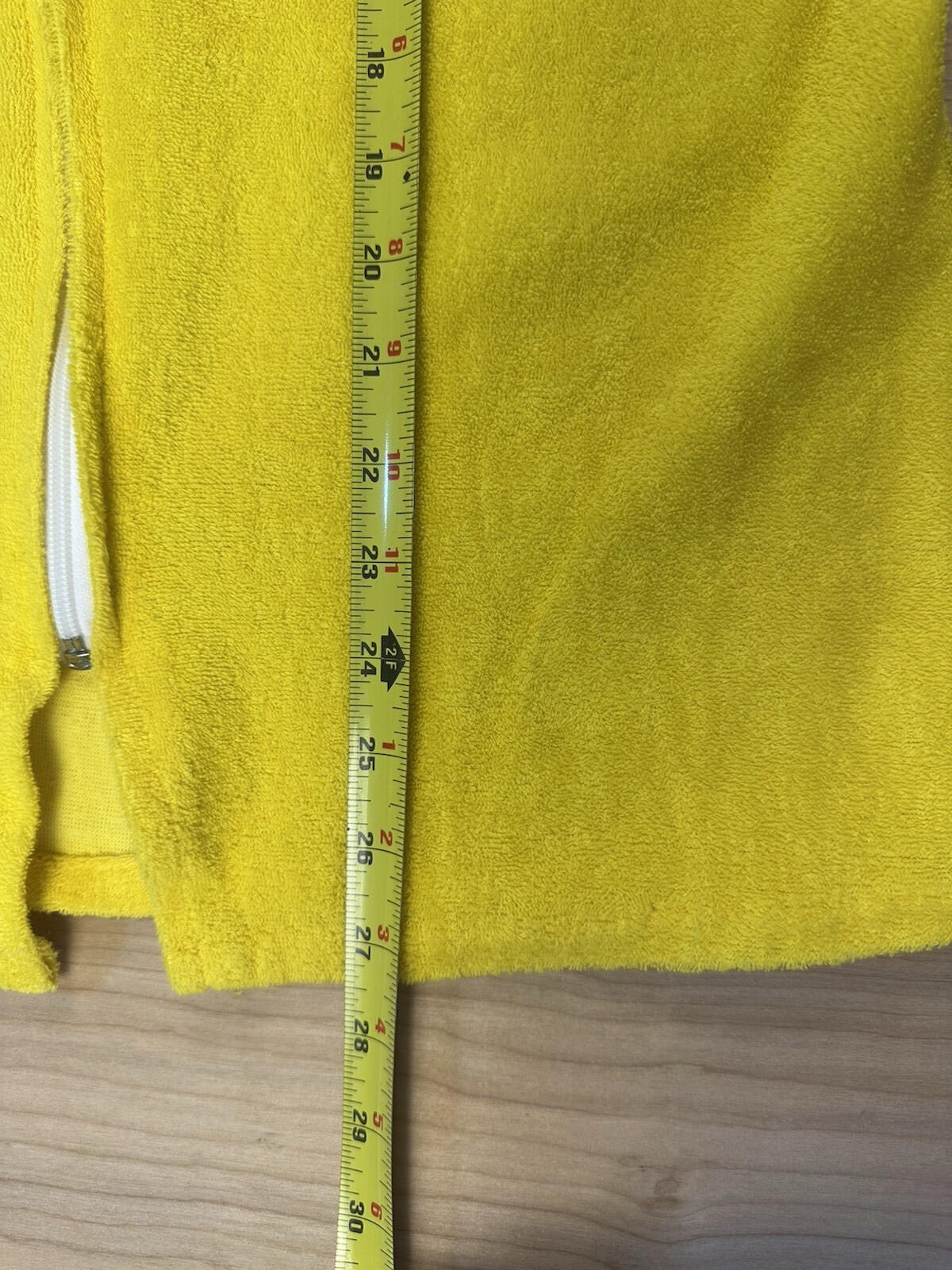 vintage 80's JC PENNY california YELLOW TERRY CLOTH BEACH COVERUP large HOOD