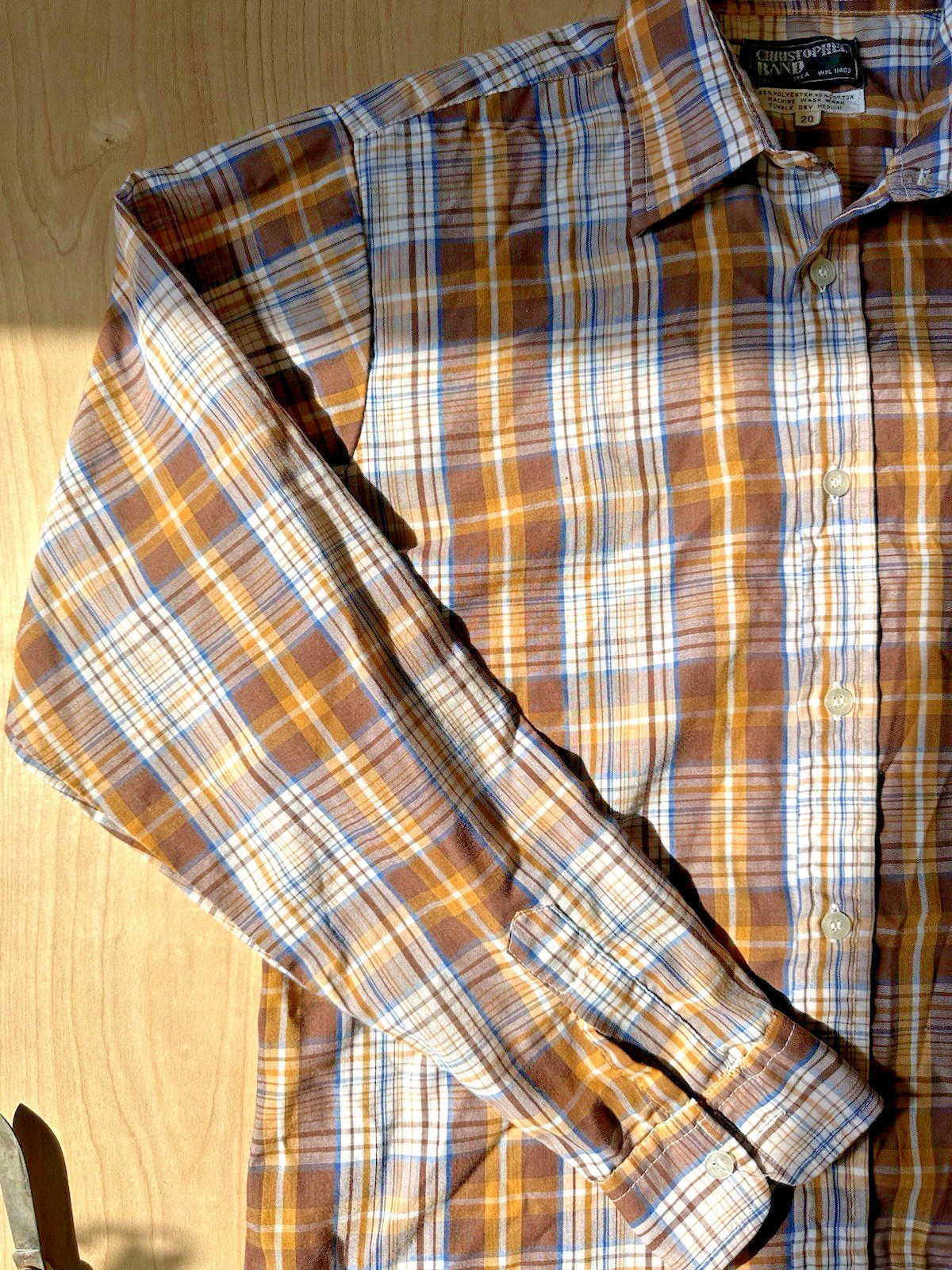 vintage 80's lightweight plaid MENS BUTTON UP western CHRISTOPHER RAND indie
