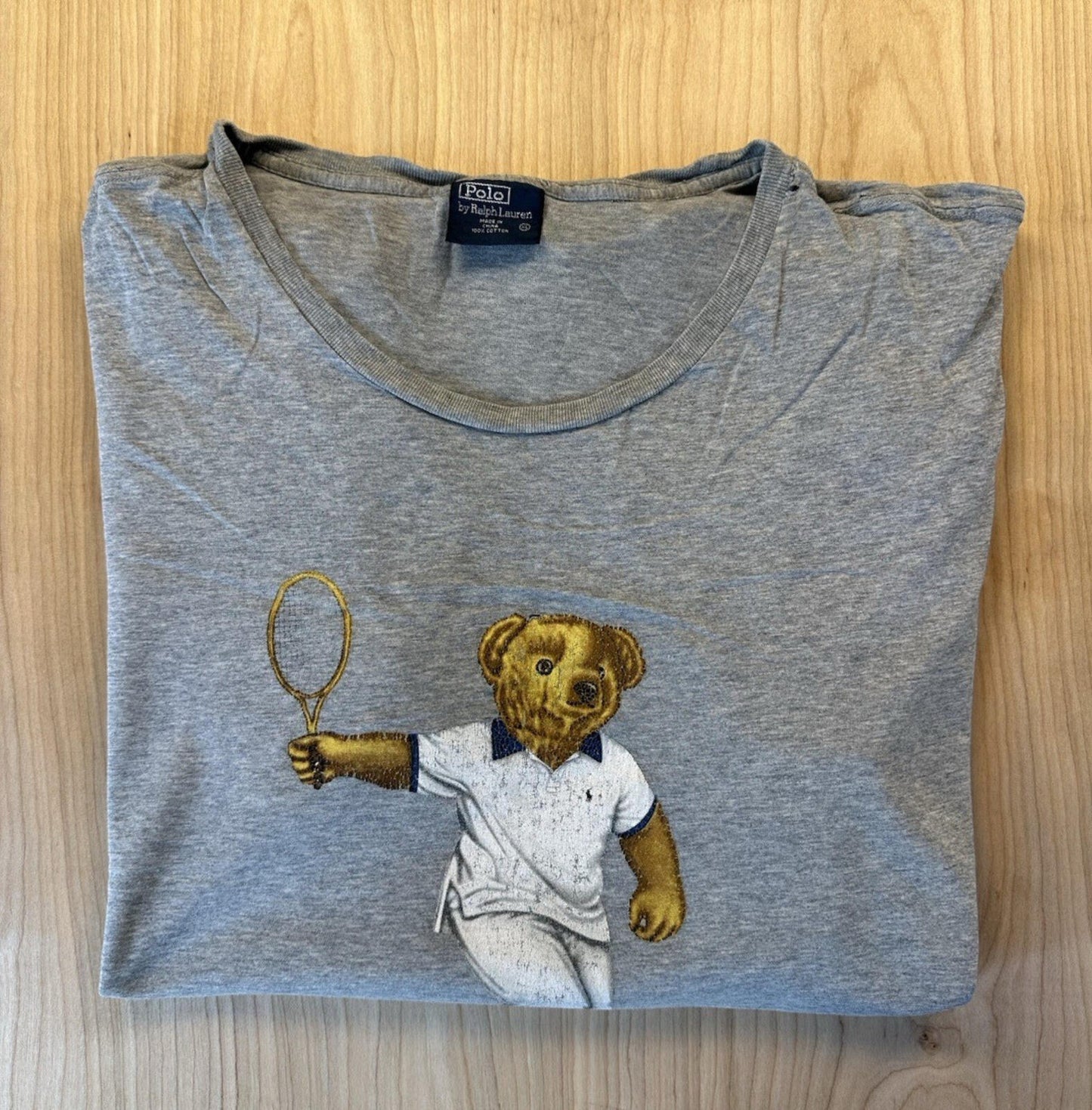 vintage 90's POLO TEADY BEAR tennis T SHIRT xtra large RALPH LAUREN