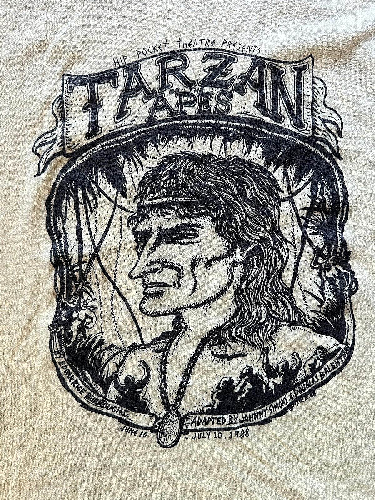 vintage 1988 TARZAN TANK TOP ringer T shirt SINGLE STITCH must see YELLOW faded