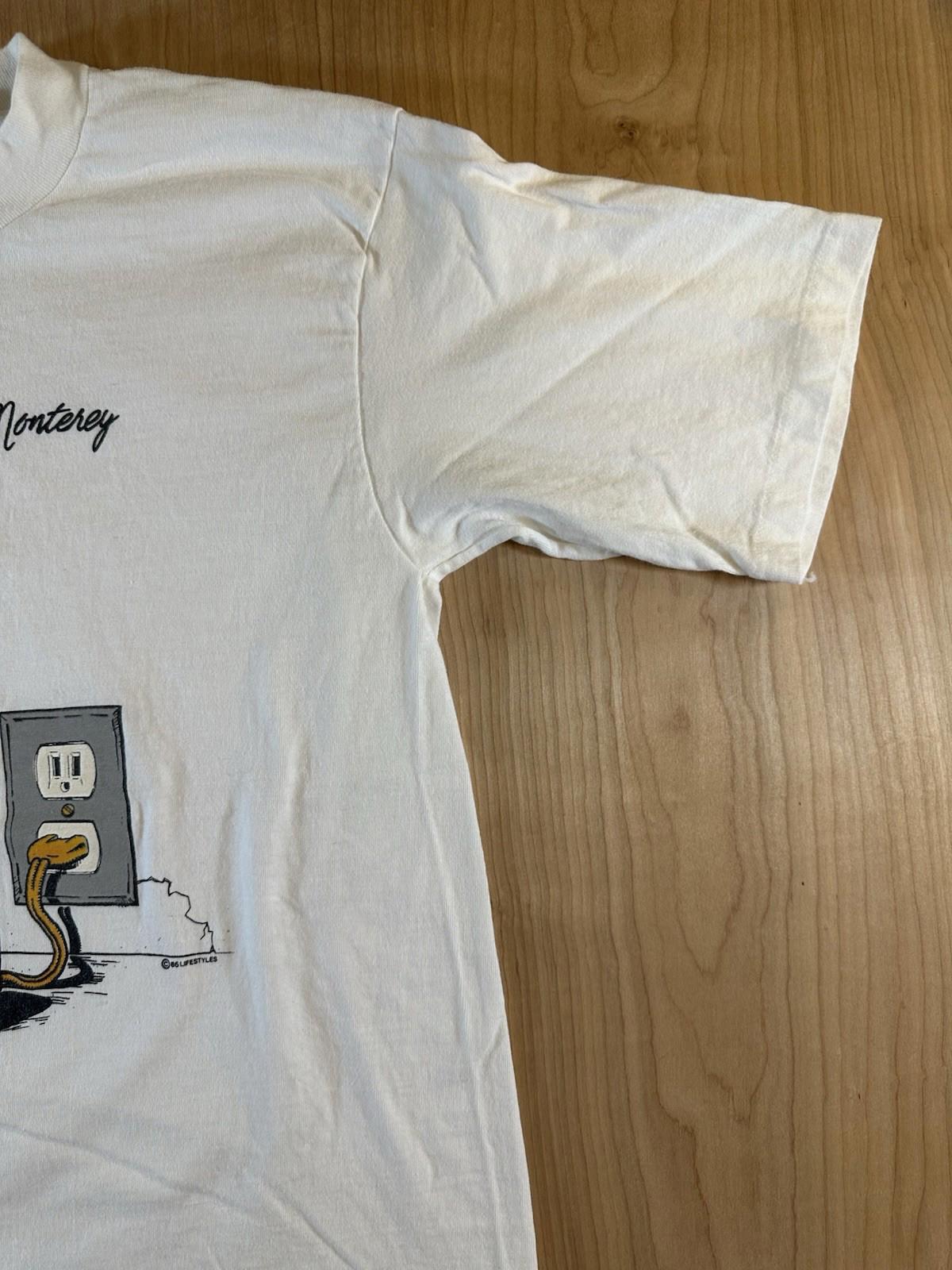 vintage 1986 CAT IN BLENDER cat daquiri MONTEREY california CARTOON T SHIRT