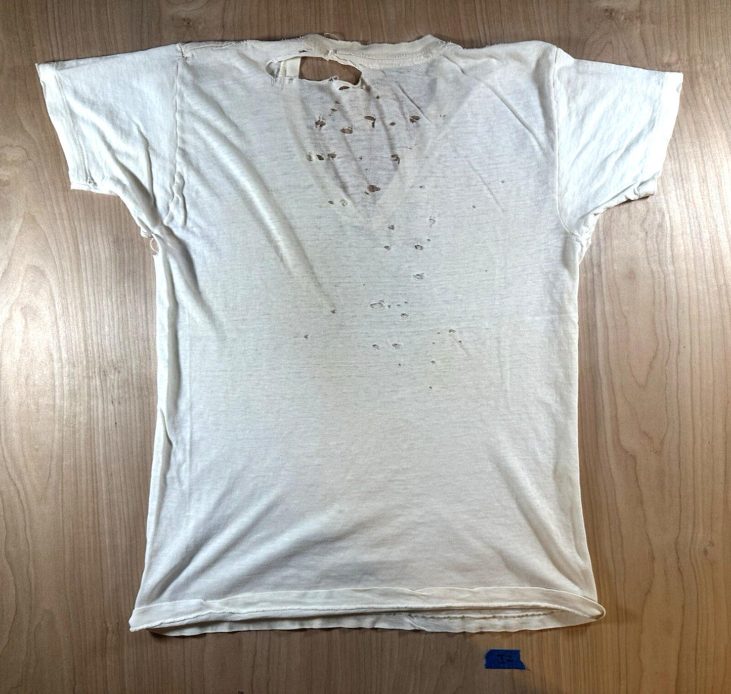 vintage 60's JOCKEY UNDERSHIRT v neck SHREDDED worn PATINA torn MEDIUM j2