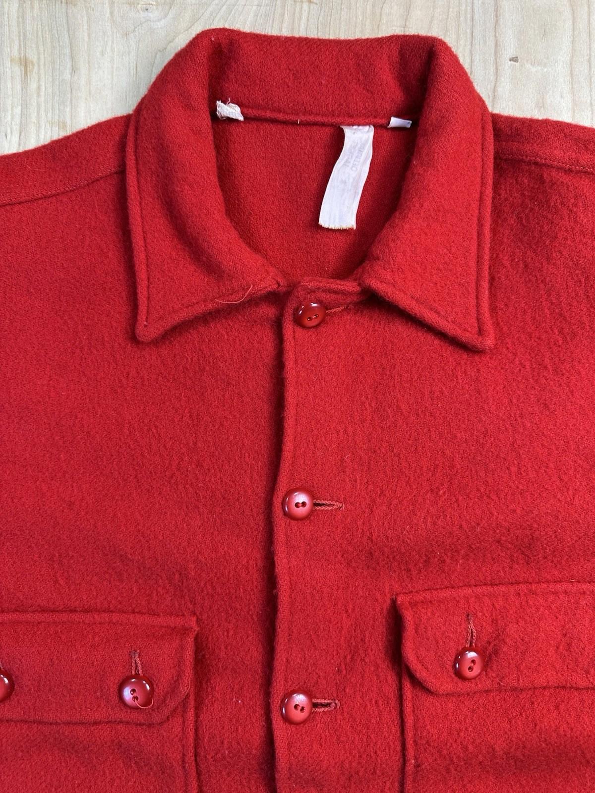 vintage 60's BOY SCOUTS red WOOL large BUTTON UP jacket HEAVY DUTY preppy ivy