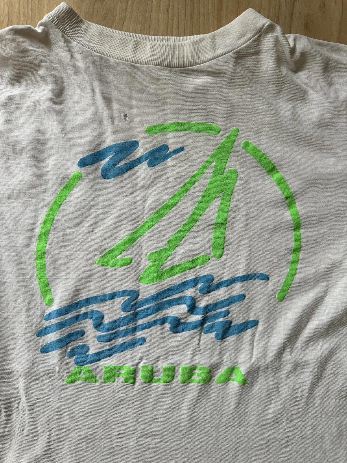 vintage 80's neon sail ARUBA SHIRT single stitch size XTRA LARGE white hot