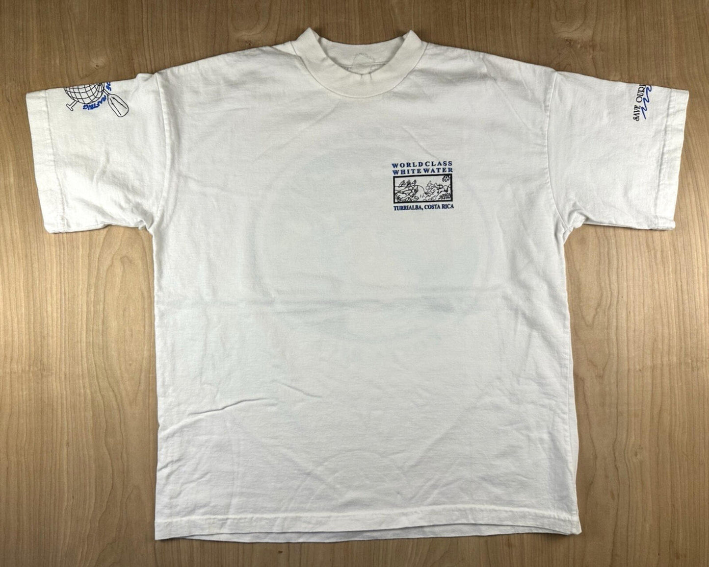 vintage 90's COSTA RICA whitewater RAFTING t shirt AMAZING PRINT tourist LARGE
