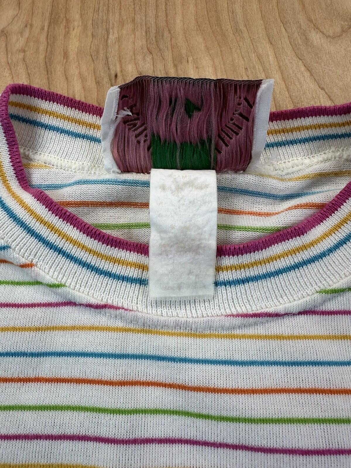 vintage 80's CAMP BEVERLY HILLS crop top applique NEW WAVE striped VALLEY GIRL