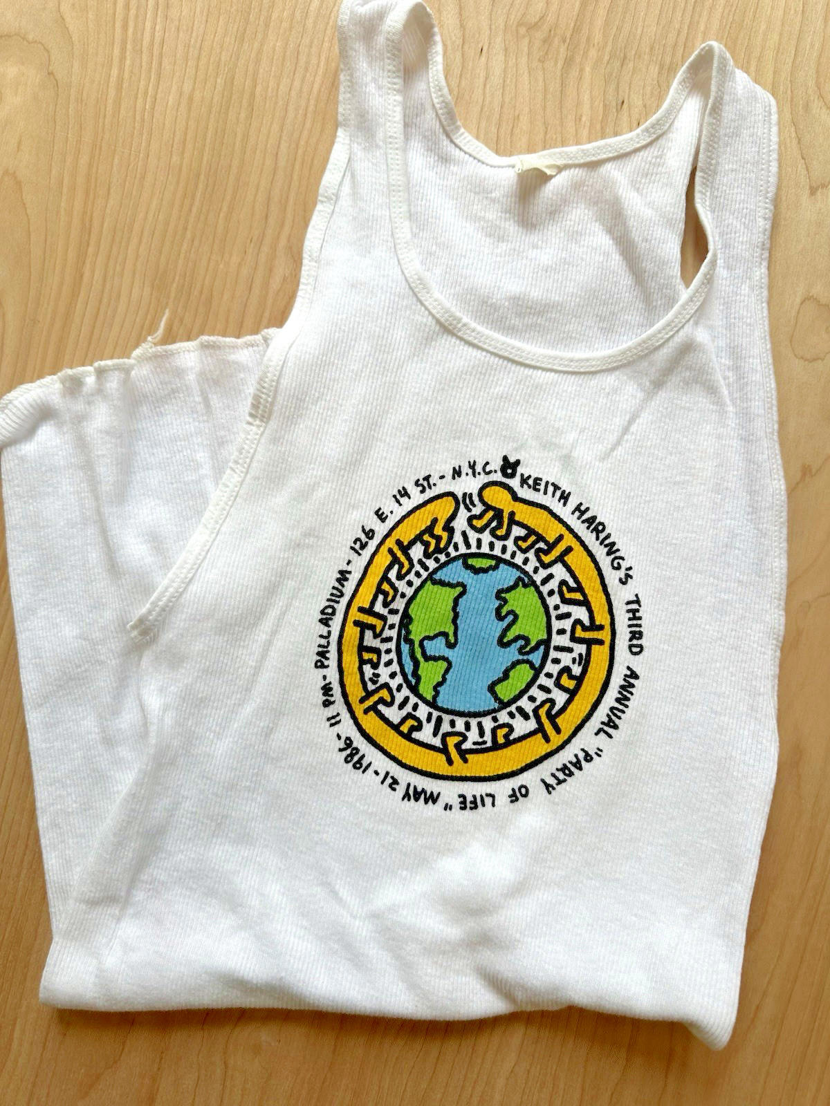 Keith Haring 1986 party of life INVITATION tank top shirt never worn RARE