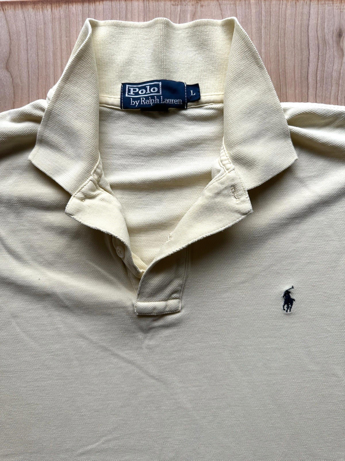 vintage 90's POLO shirt RALPH LAUREN yellow WORN faded BROKEN IN shredded SOFT
