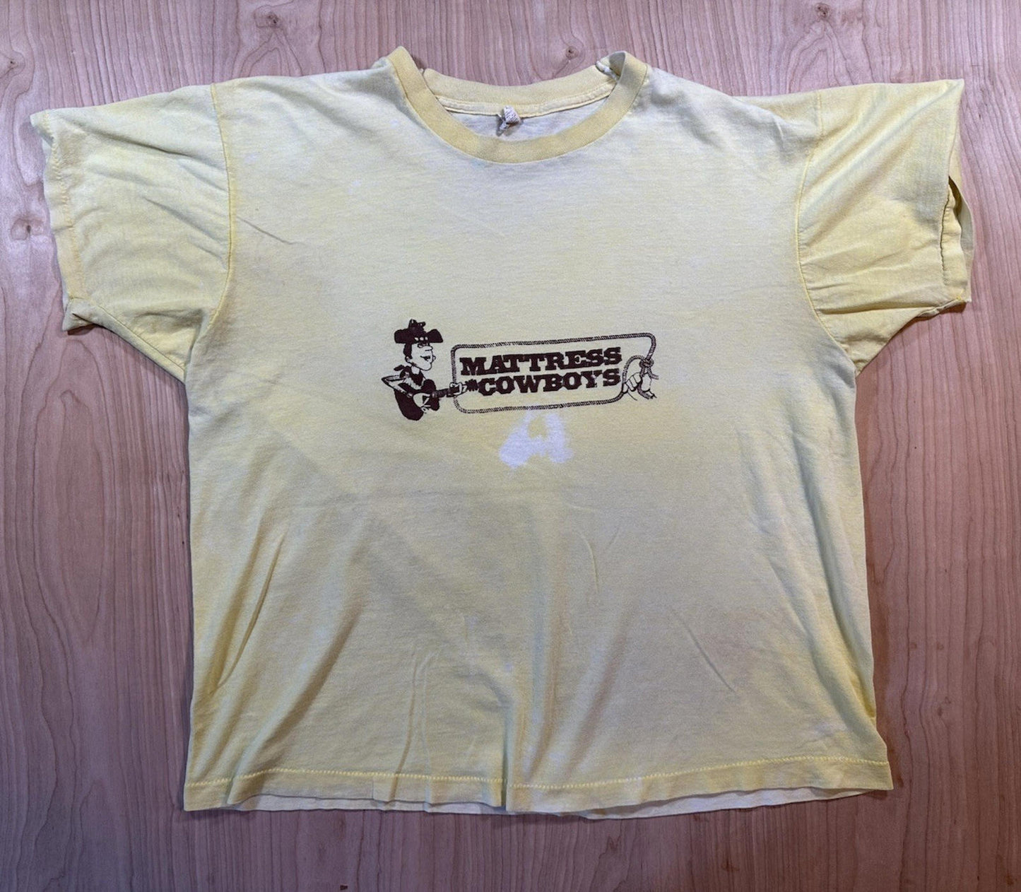 vintage 80's MATTRESS COWBOYS t shirt SCREEN STARS XL sun faded BLEACHED
