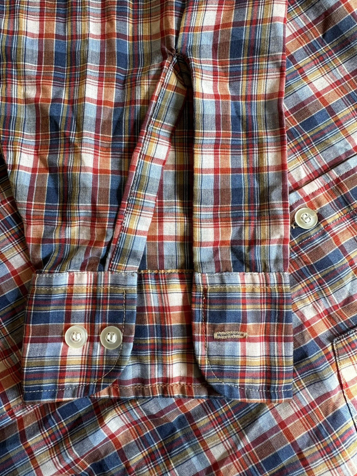 vintage 80's summer weight MENS plaid button up collar shirt INDIE grunge PUNK