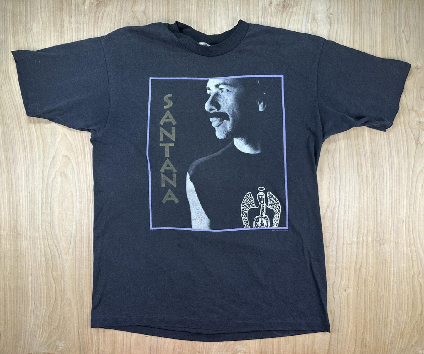 vintage 90's SANTANA TOUR 1990 t shirt BLACK extra large HANES 50/50