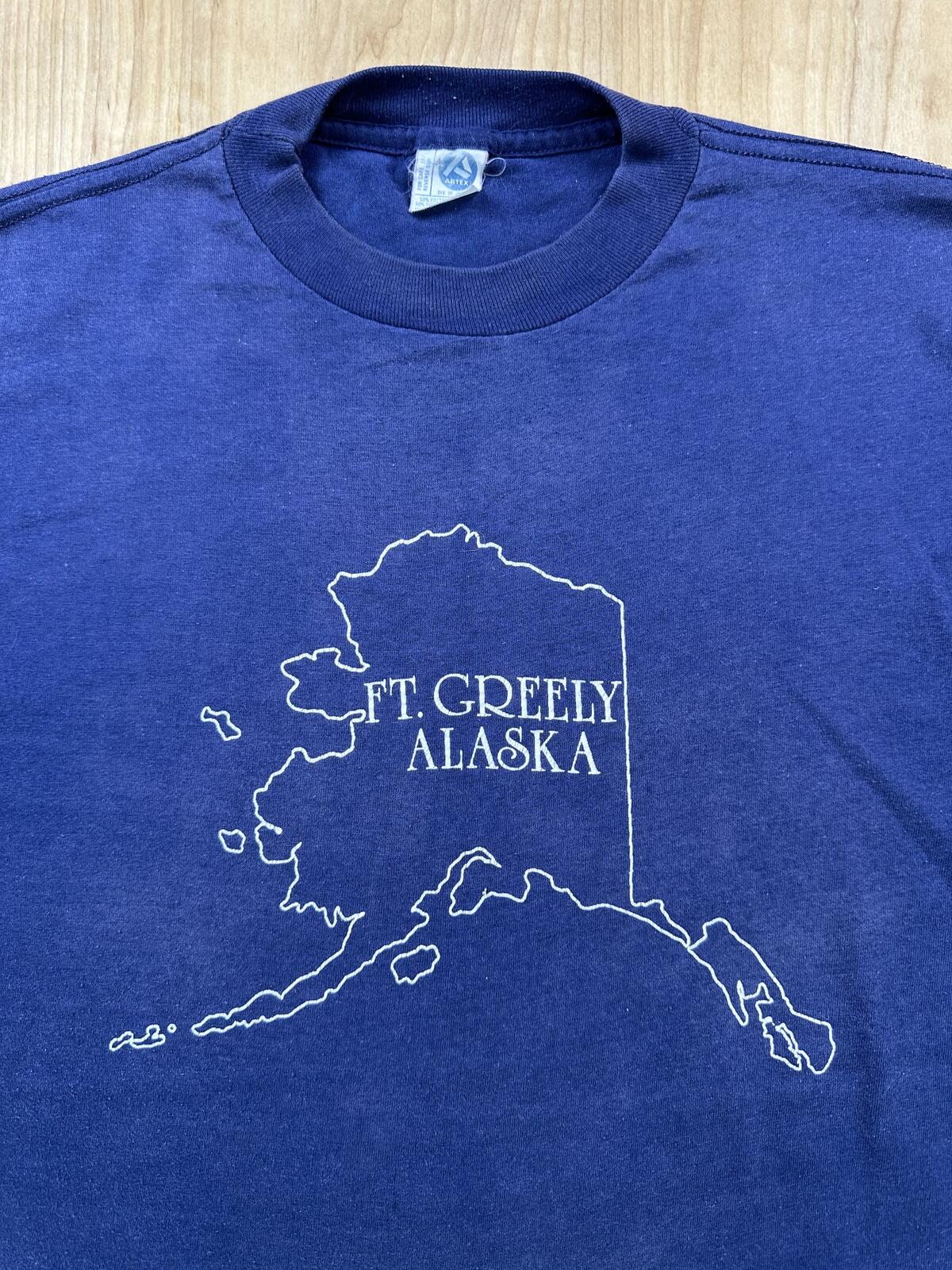 Vintage 80s Artex Ft. Greely Alaska Single Stitch t shirt Large cotton blend usa