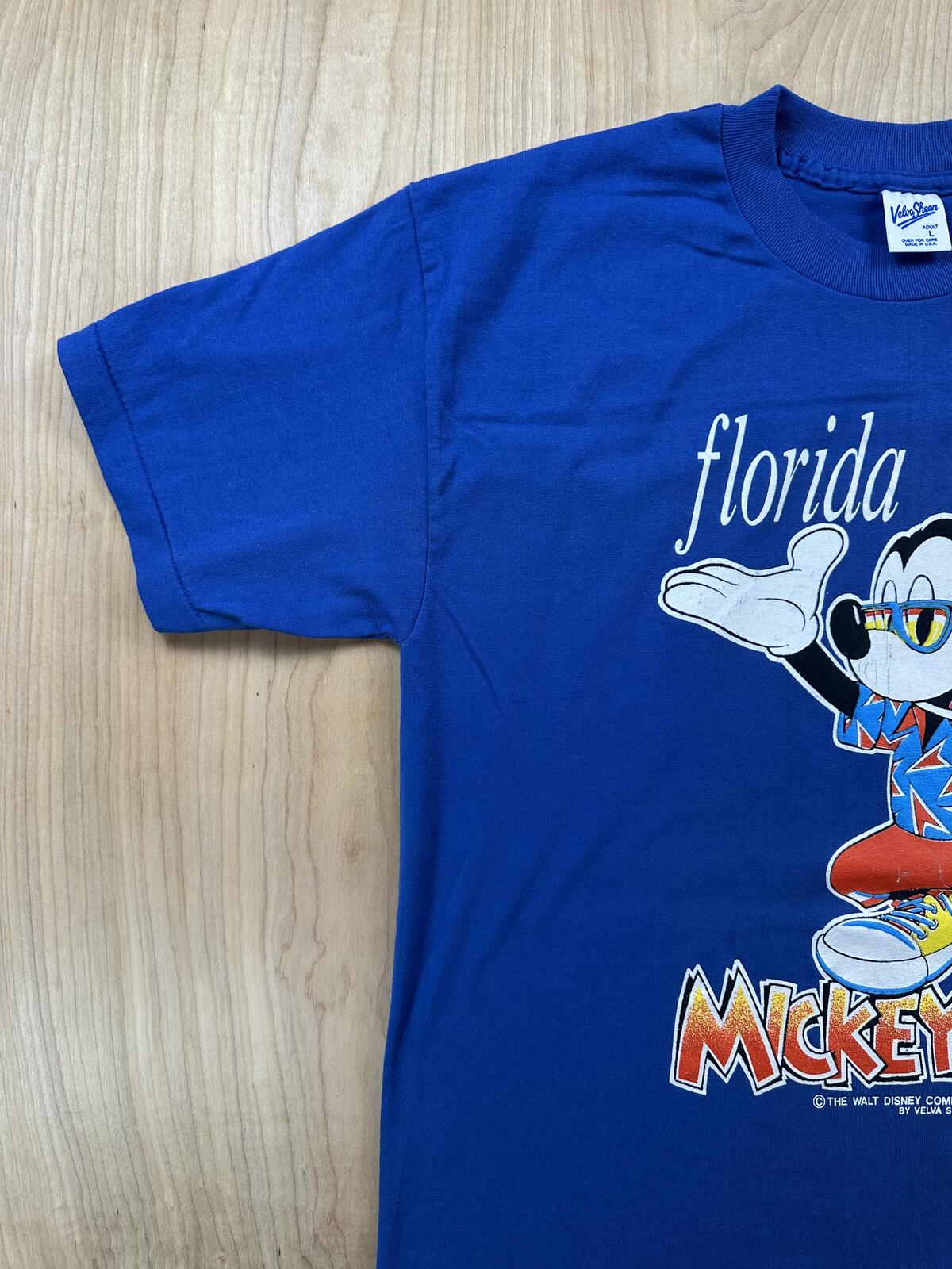 Vintage 80s Velva Sheen Mickey Mouse Florida Single Stitch tshirt Large made usa