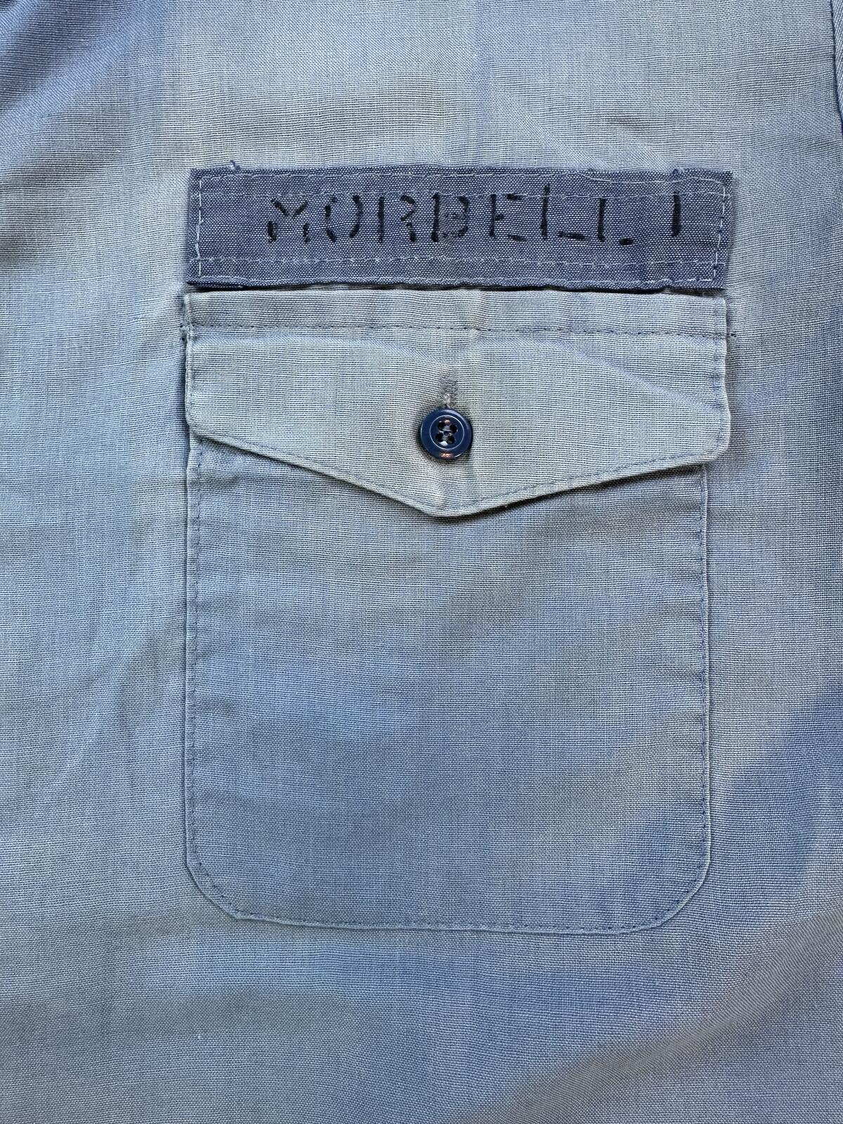 Vintage 80s Navy Chambray short sleeve Medium Navshirt Faded stenciled lt blue