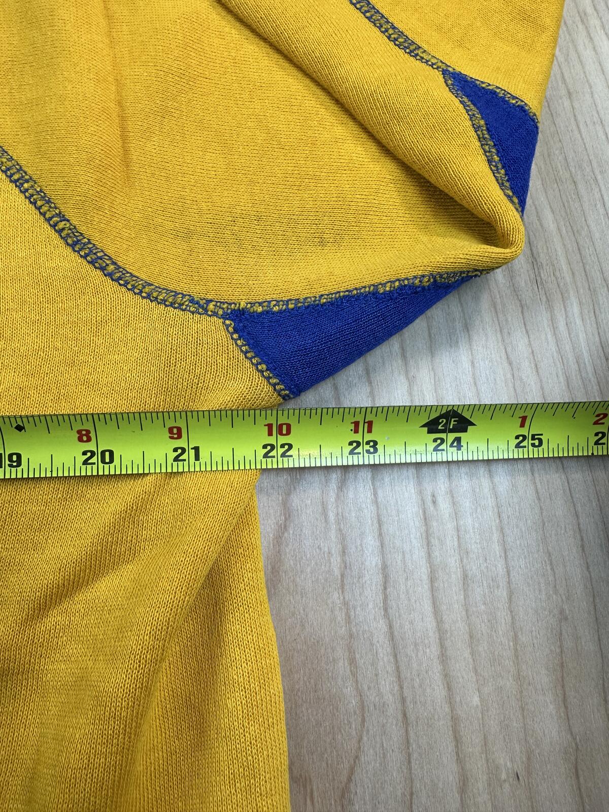 Vintage 80s sweatshirt contrast ribbing raglan made in usa yellow blue soft