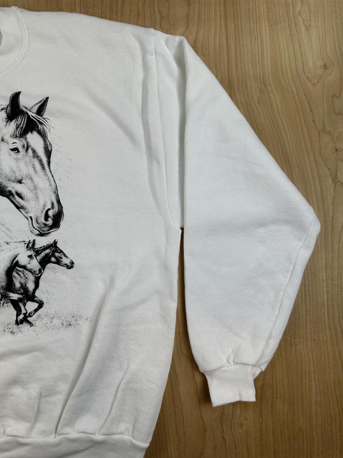 Vintage 90s Jerzees Horse sweatshirt cotton blend animal lover animals