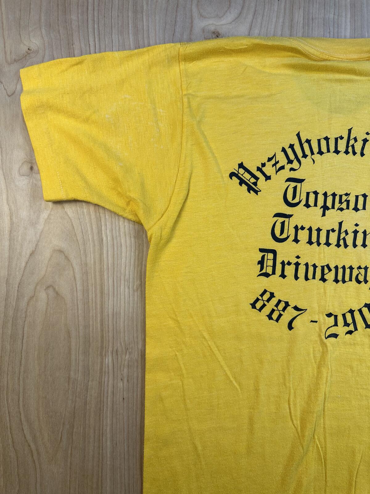 Vintage 80s Przyhocki & Son tshirt Single Stitch small yellow trucking worn