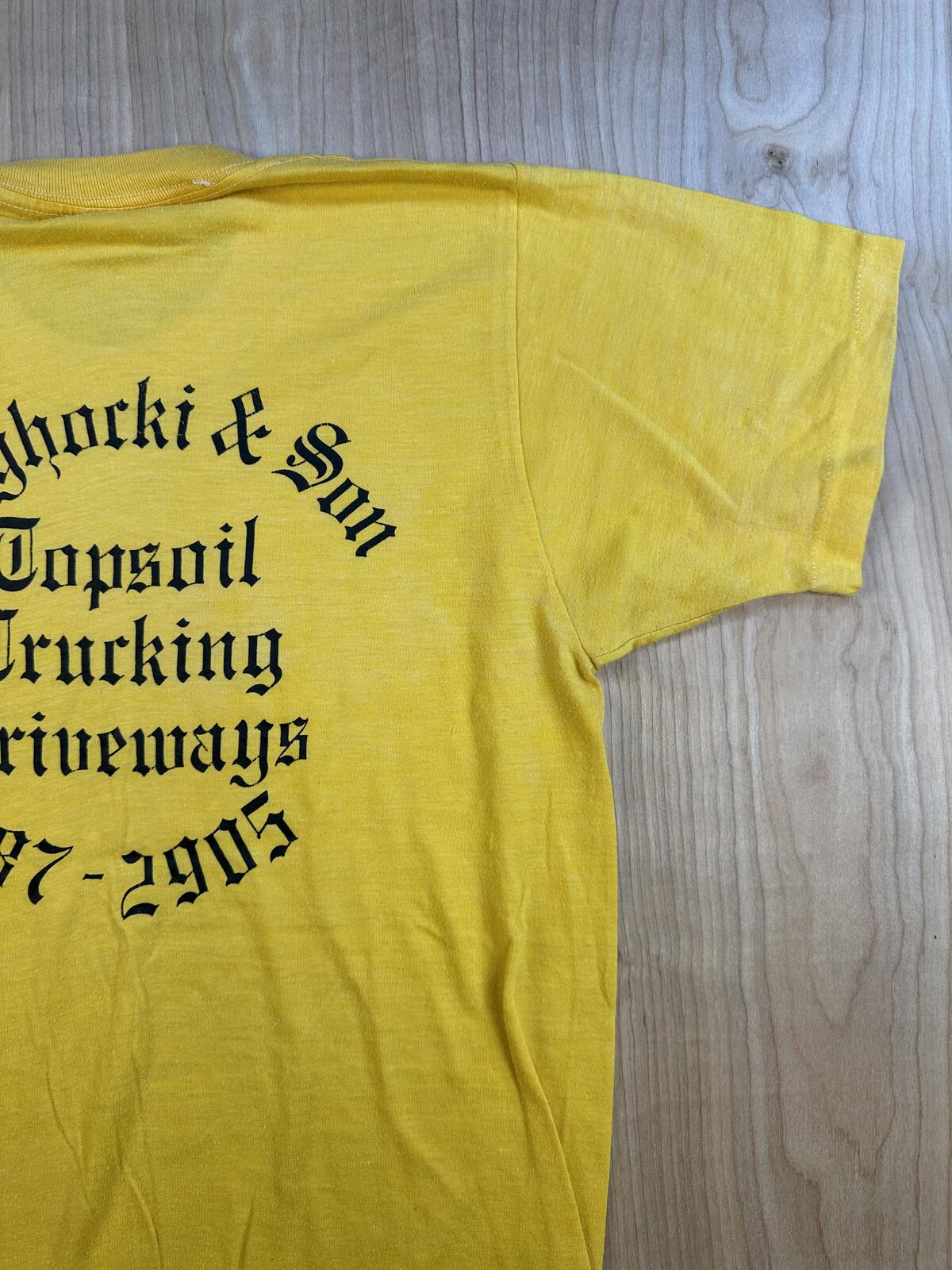 Vintage 80s Przyhocki & Son tshirt Single Stitch small yellow trucking worn