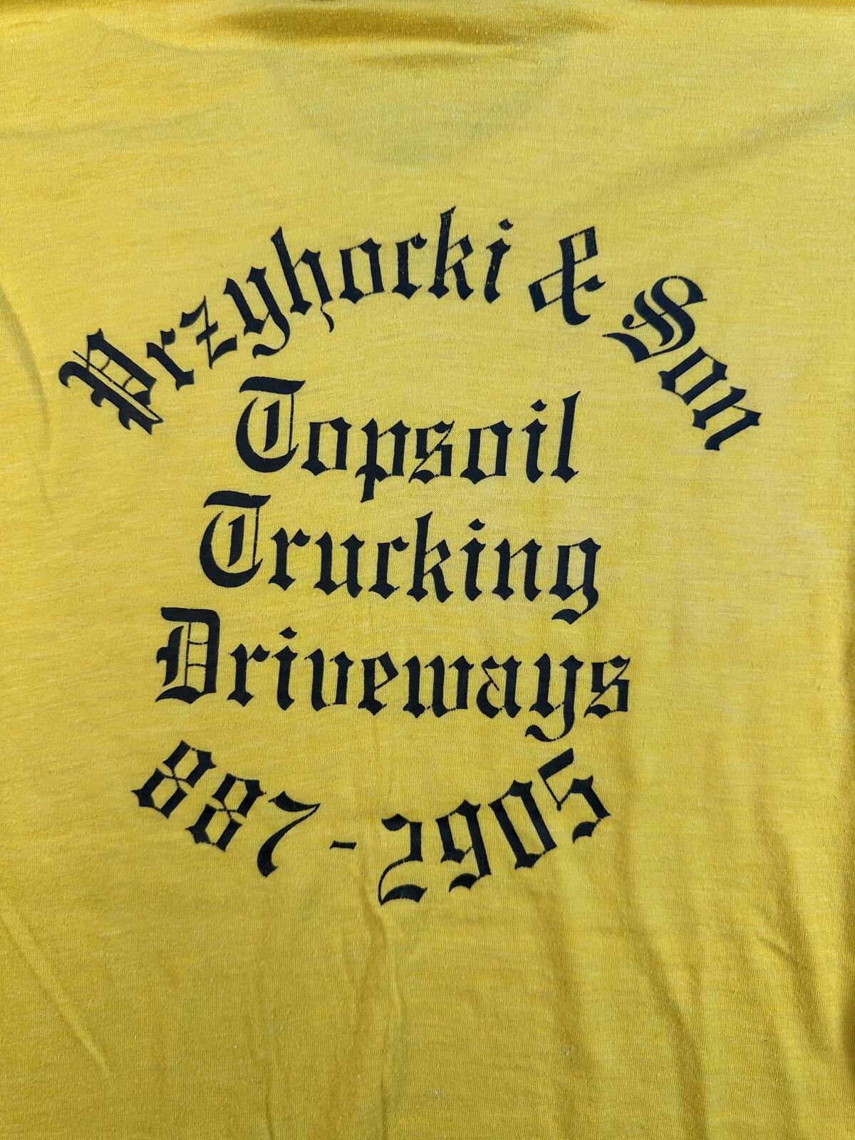 Vintage 80s Przyhocki & Son tshirt Single Stitch small yellow trucking worn