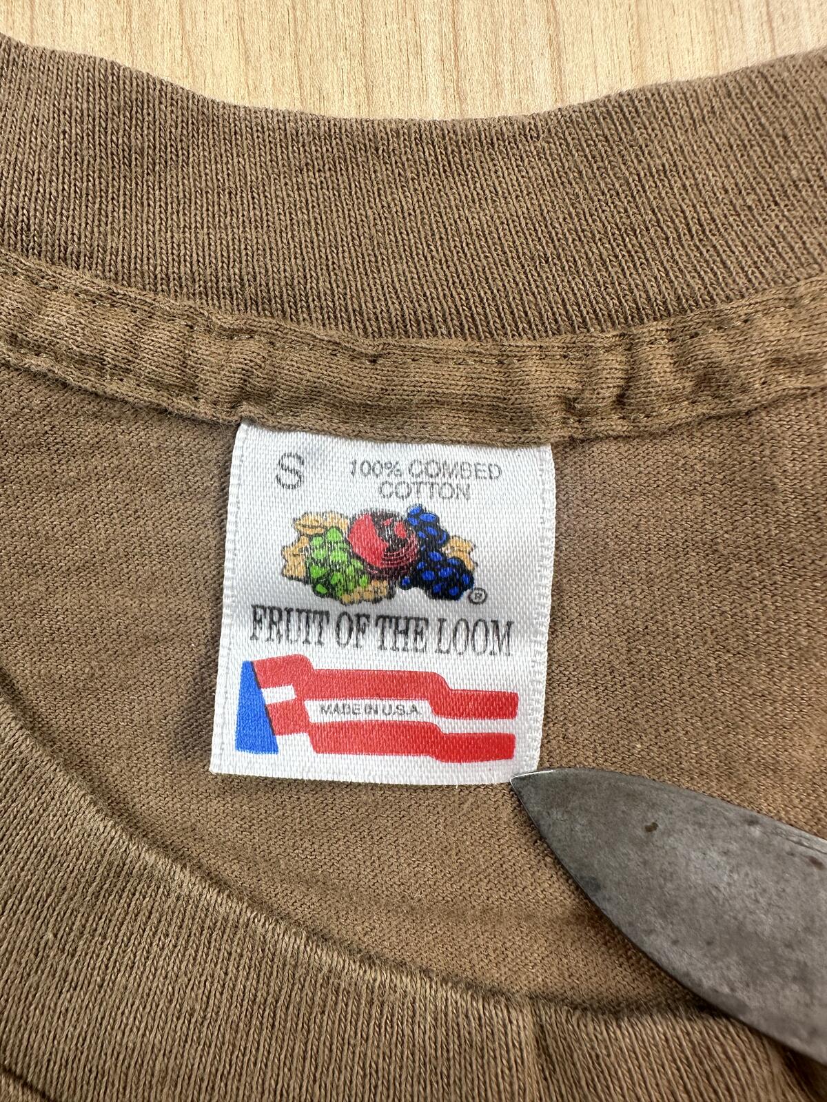 Vintage 90s Fruit of the Loom tshirt Single Stitch small brown cotton made usa