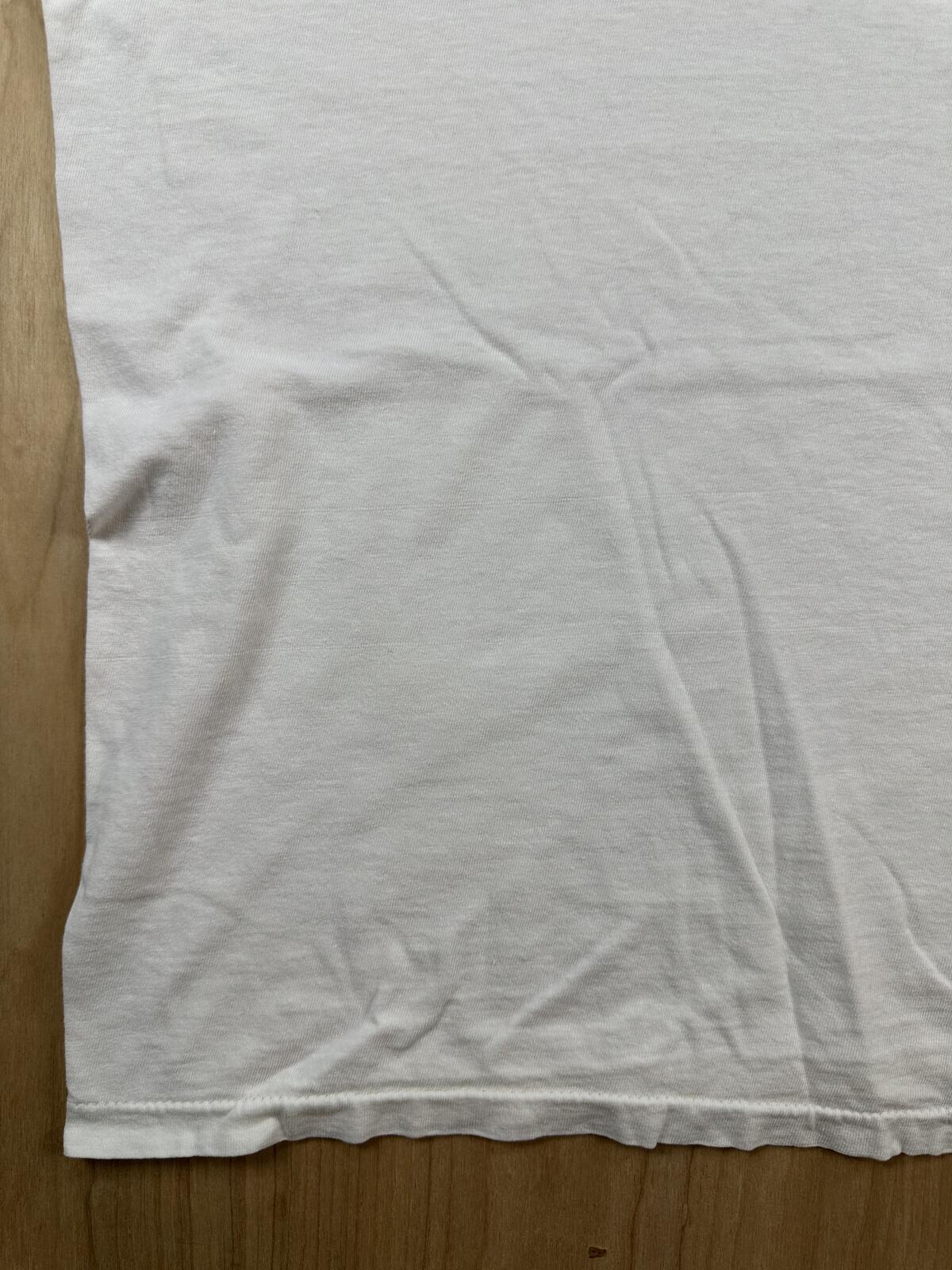 Vintage 80s Hanes tshirt Single Stitch v neck large white 100% cotton made usa
