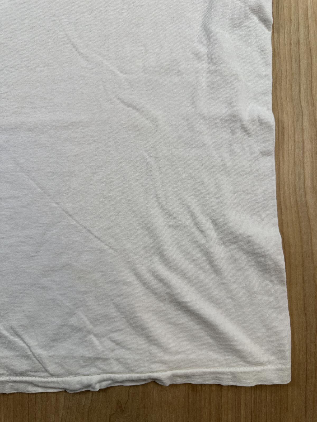 Vintage 80s Hanes tshirt Single Stitch v neck large white 100% cotton made usa