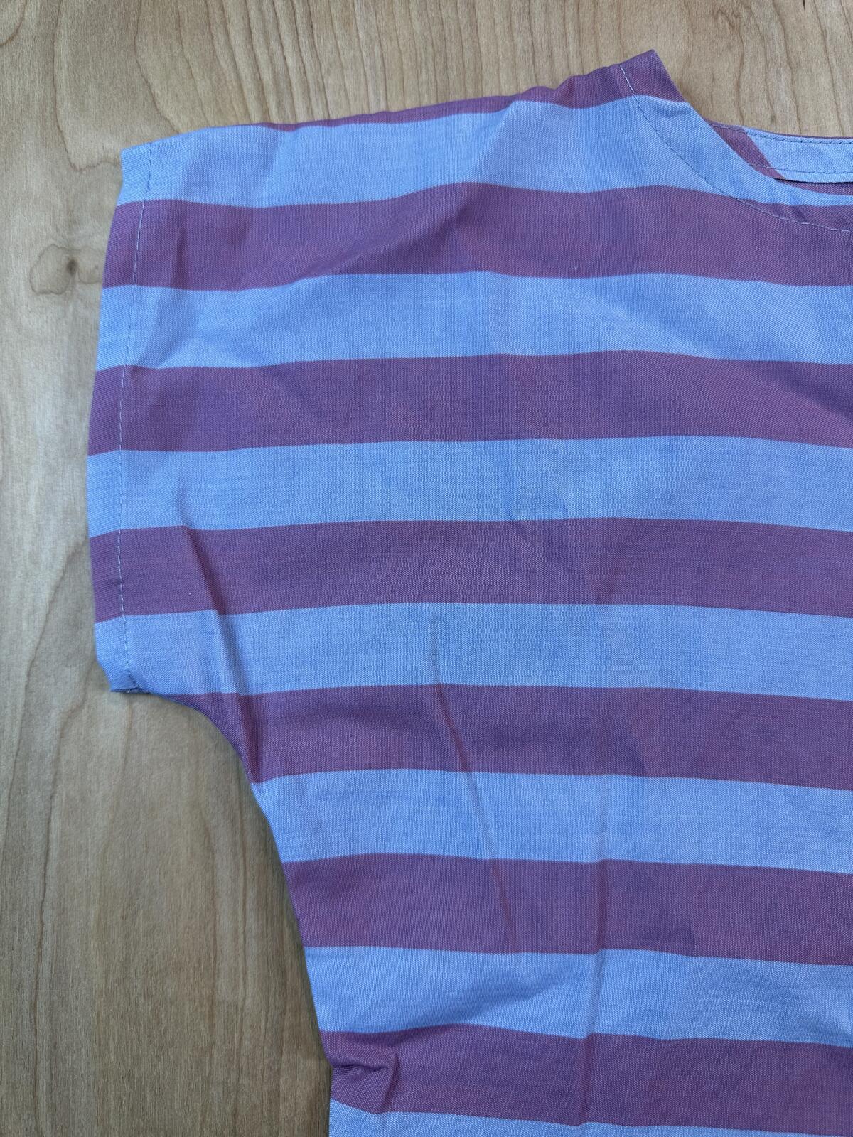 Vintage 70s Mister A striped button up blouse small cropped cap sleeve contrast
