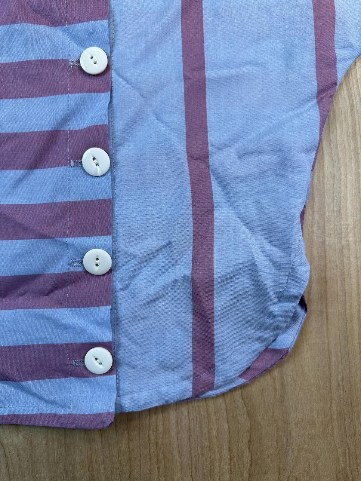 Vintage 70s Mister A striped button up blouse small cropped cap sleeve contrast