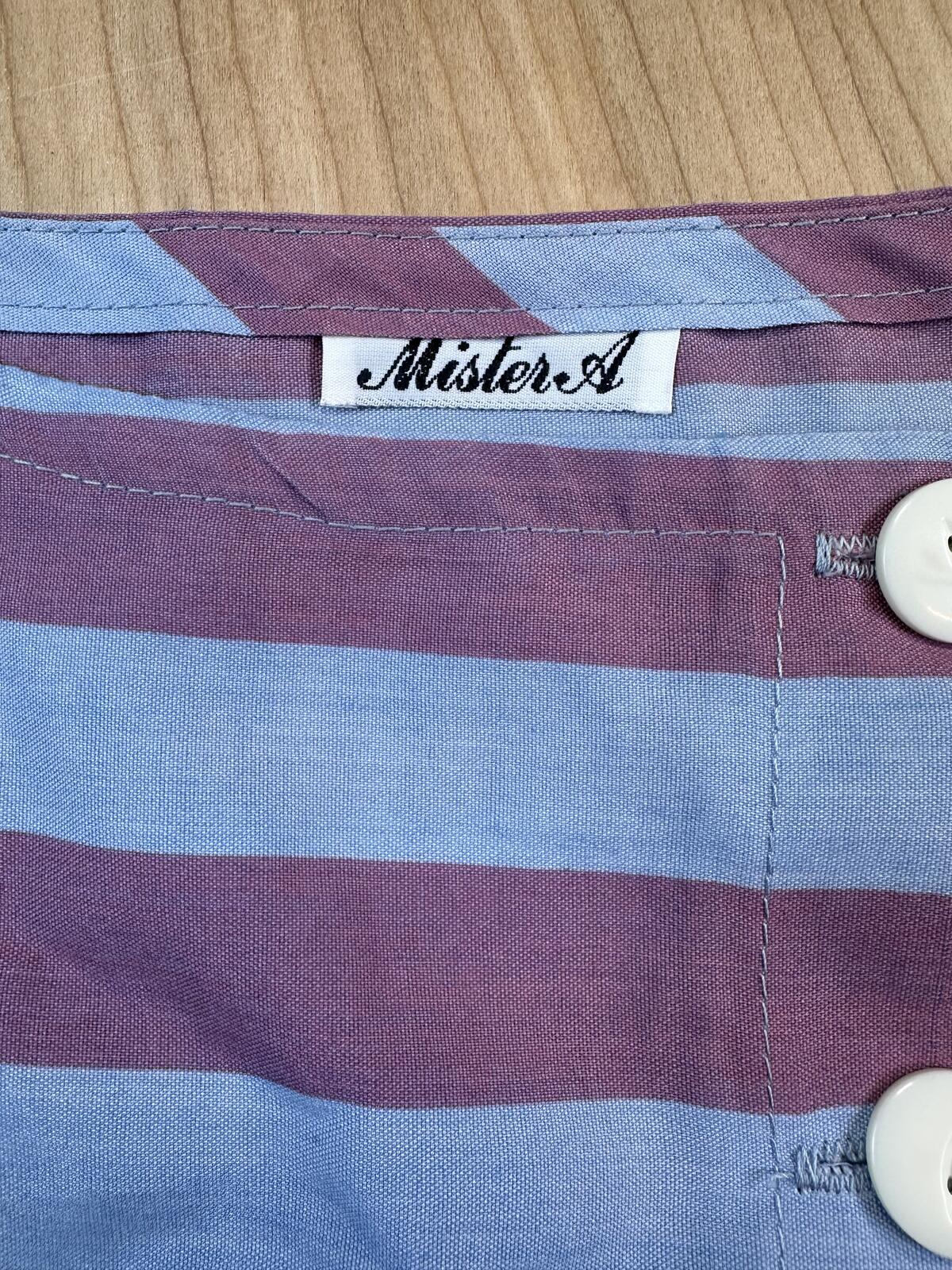 Vintage 70s Mister A striped button up blouse small cropped cap sleeve contrast