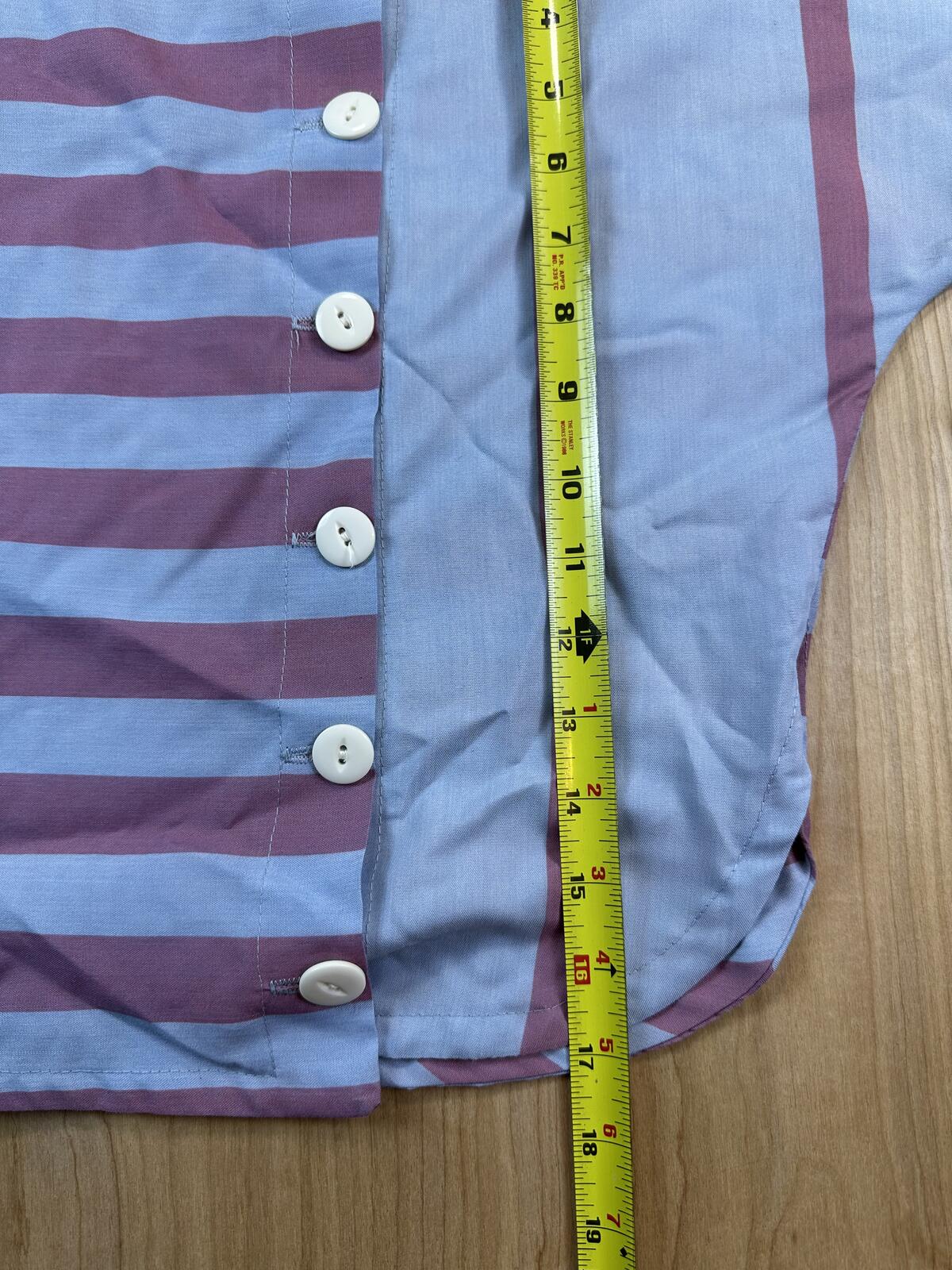 Vintage 70s Mister A striped button up blouse small cropped cap sleeve contrast