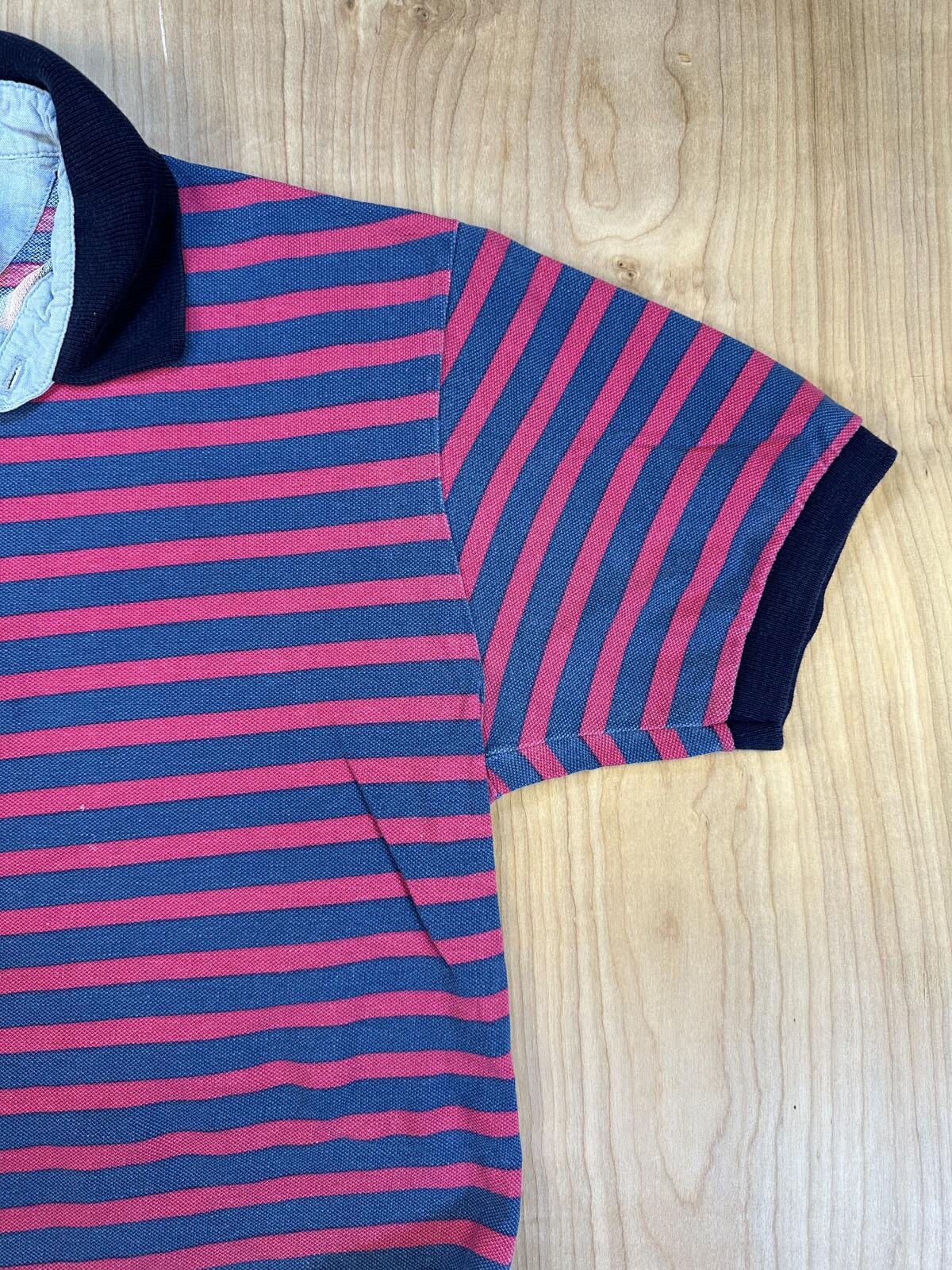 Vintage 90s L.L. Bean Casco Bay polo striped country club preppy blue pink