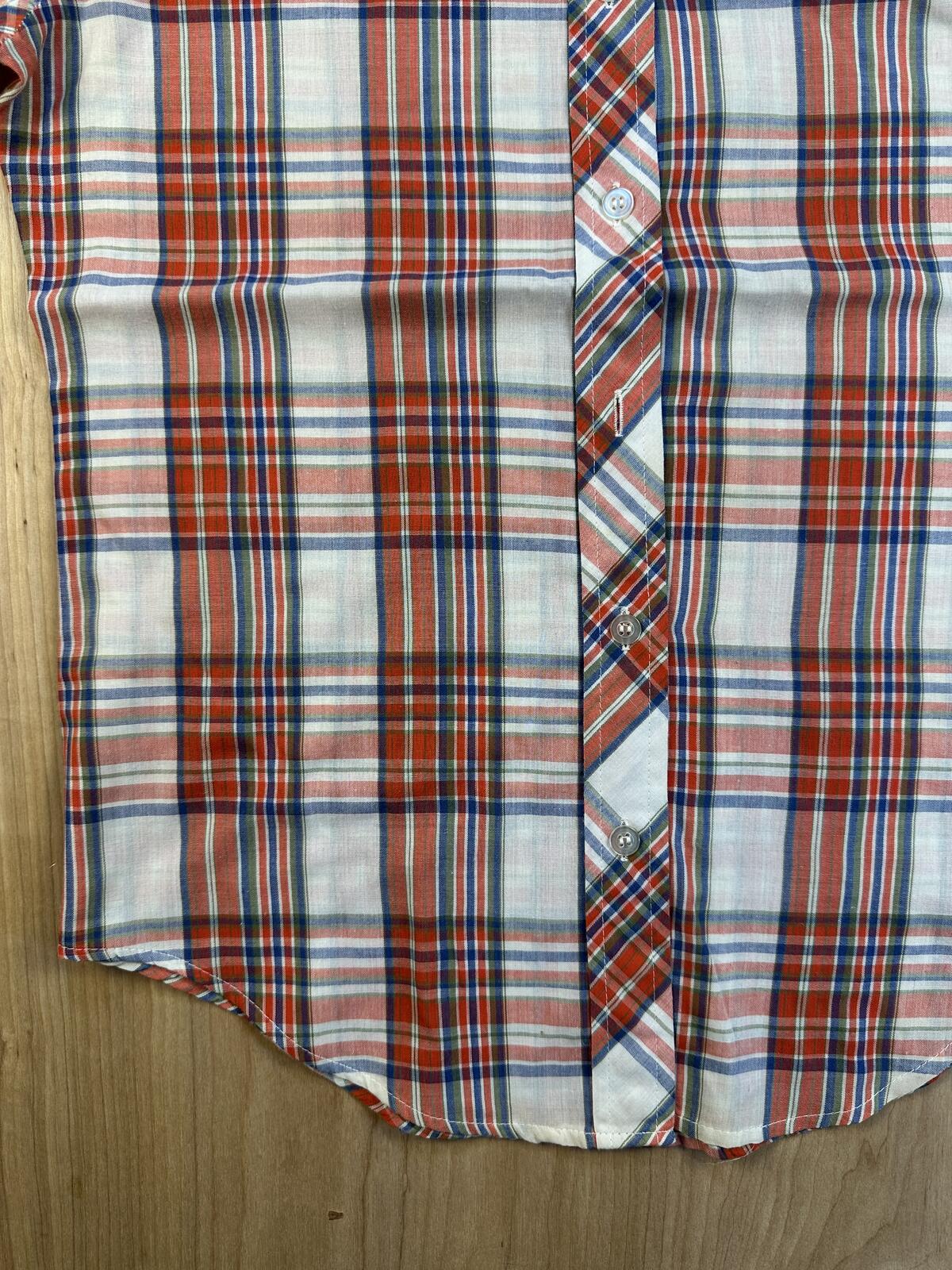 Vintage 70s Skiva button up plaid shirt country curved hem worn lightweight