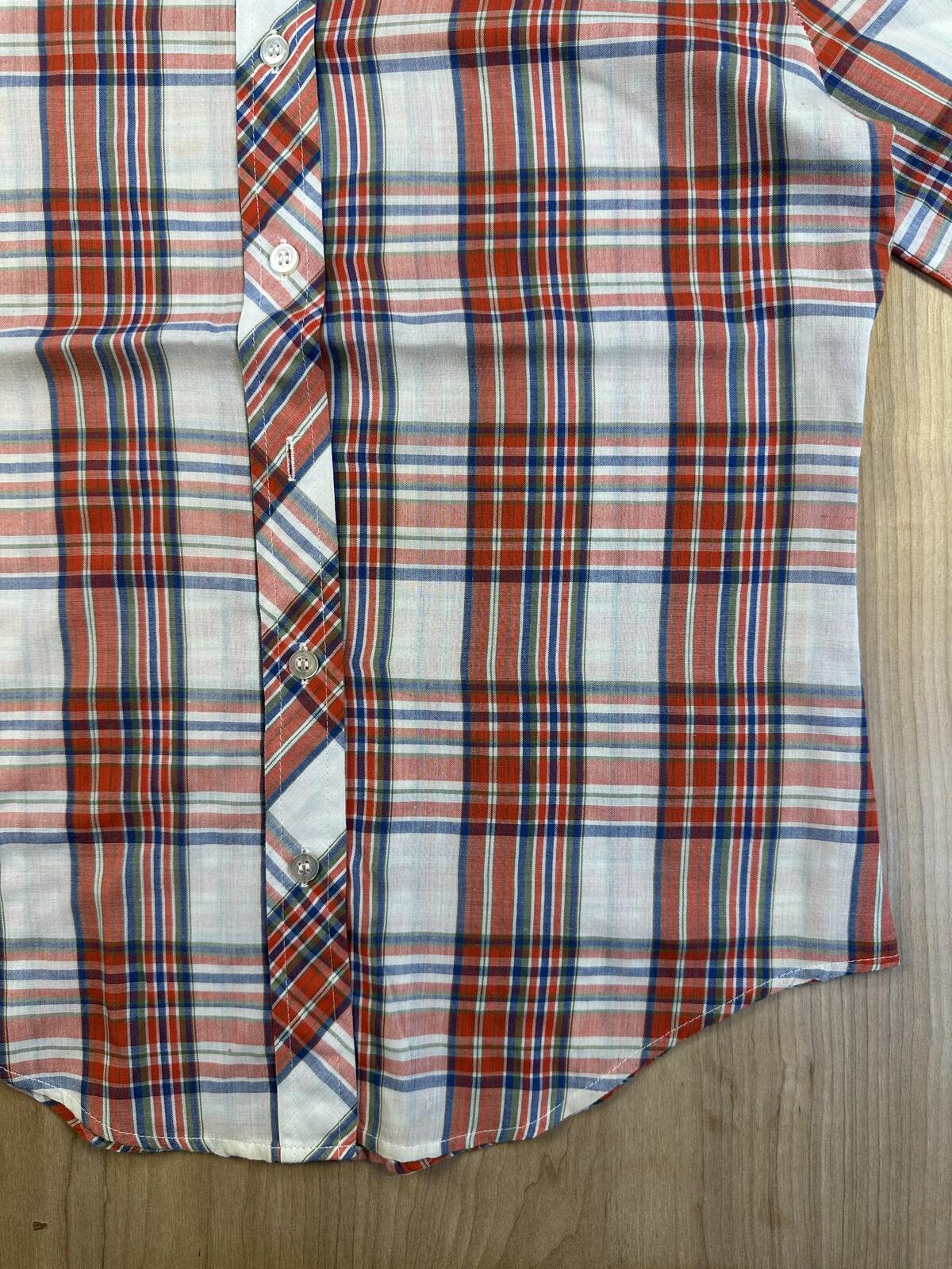 Vintage 70s Skiva button up plaid shirt country curved hem worn lightweight