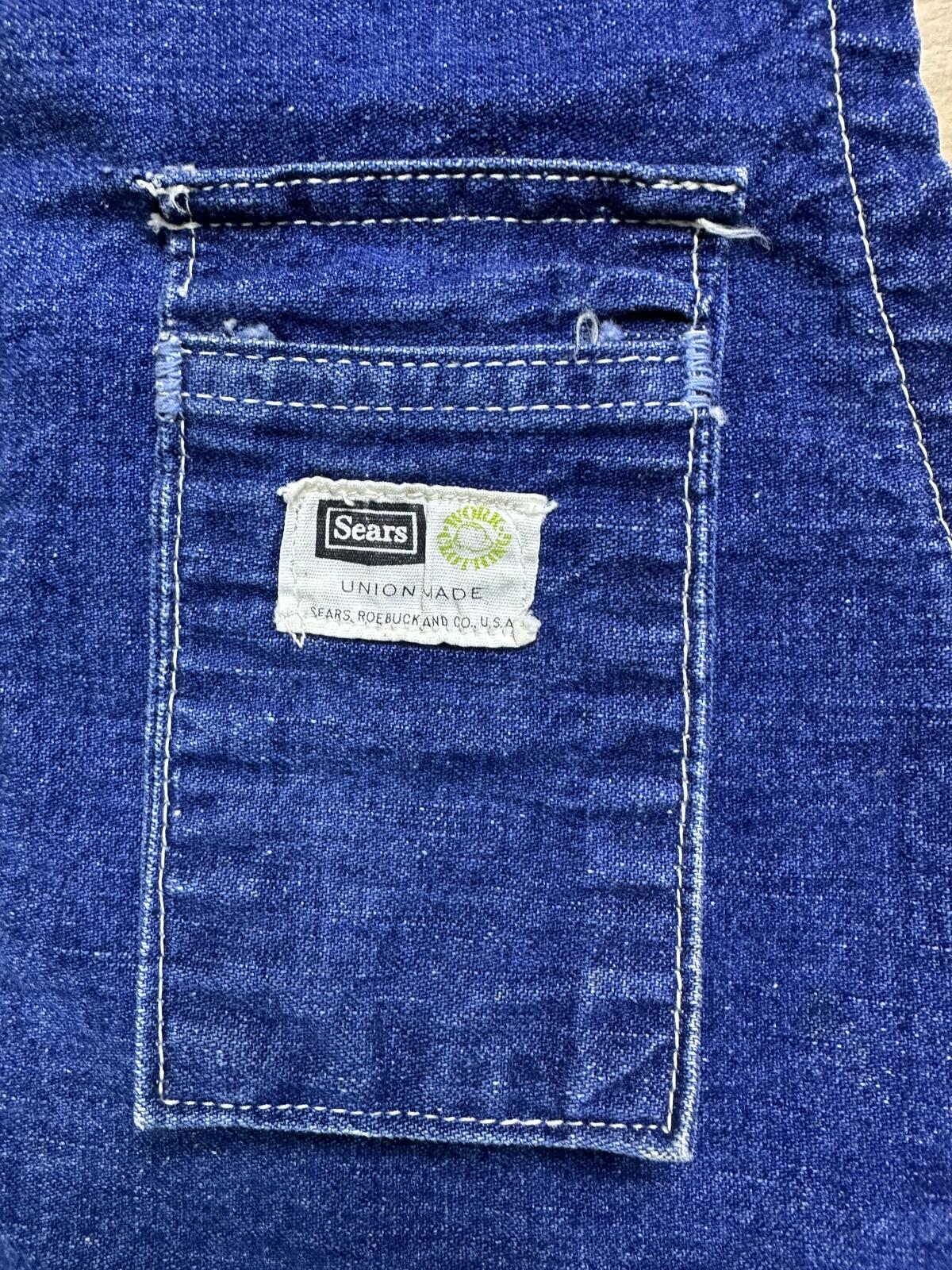 Vintage 70s Sears Apron blue denim workwear salvage union made usa durable rare
