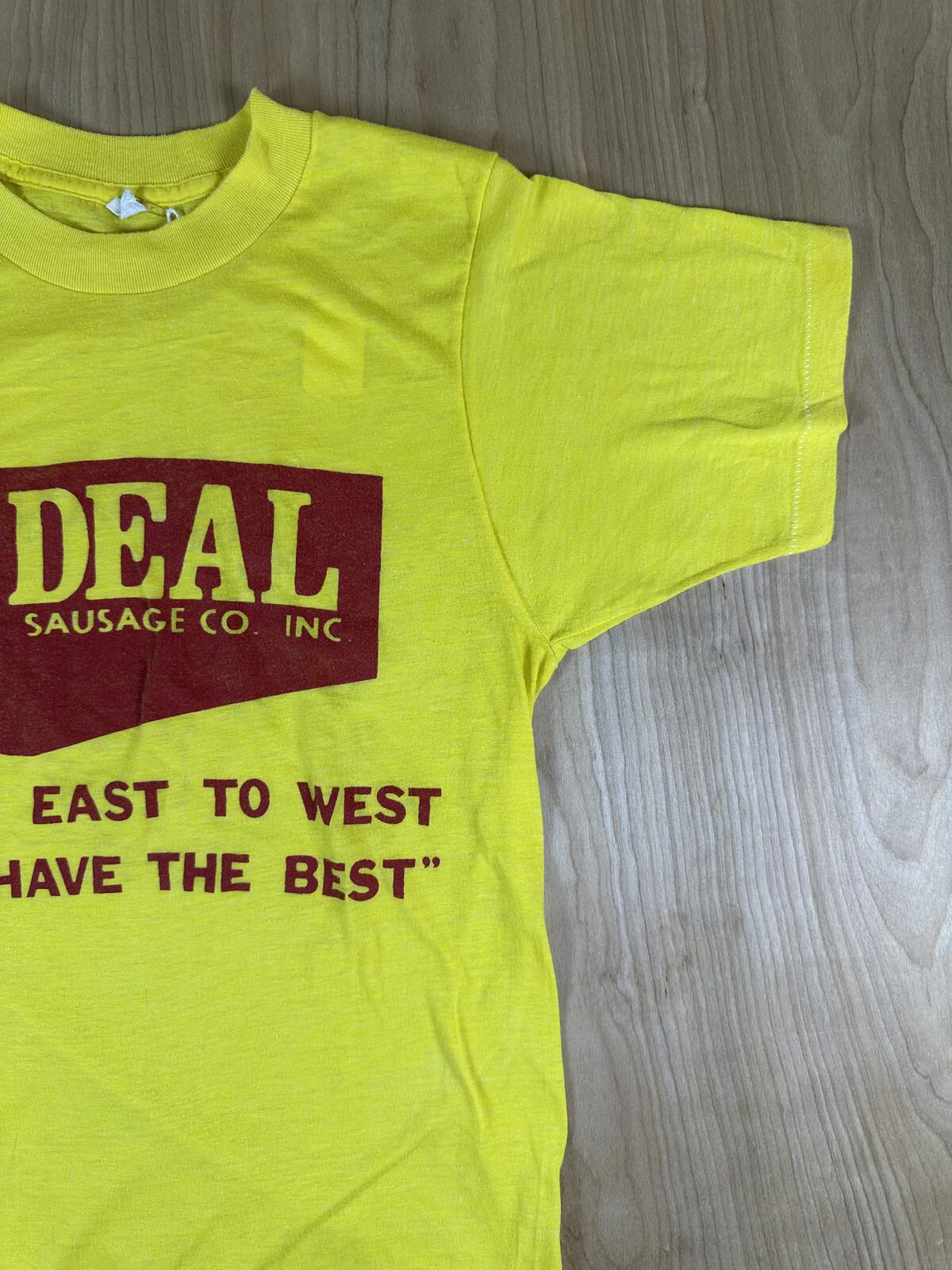 Vintage 80s Ideal Sausage Single Stitch Tshirt cotton blend usa chef pig rare