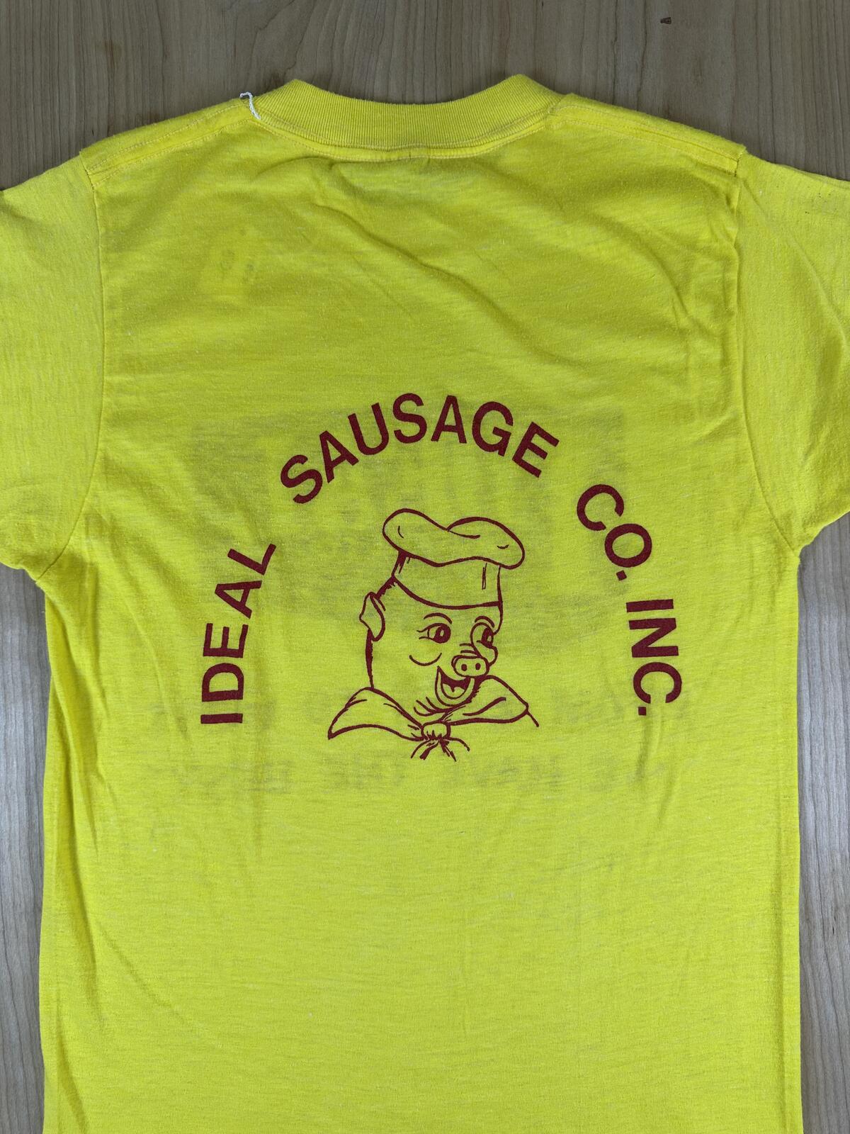 Vintage 80s Ideal Sausage Single Stitch Tshirt cotton blend usa chef pig rare