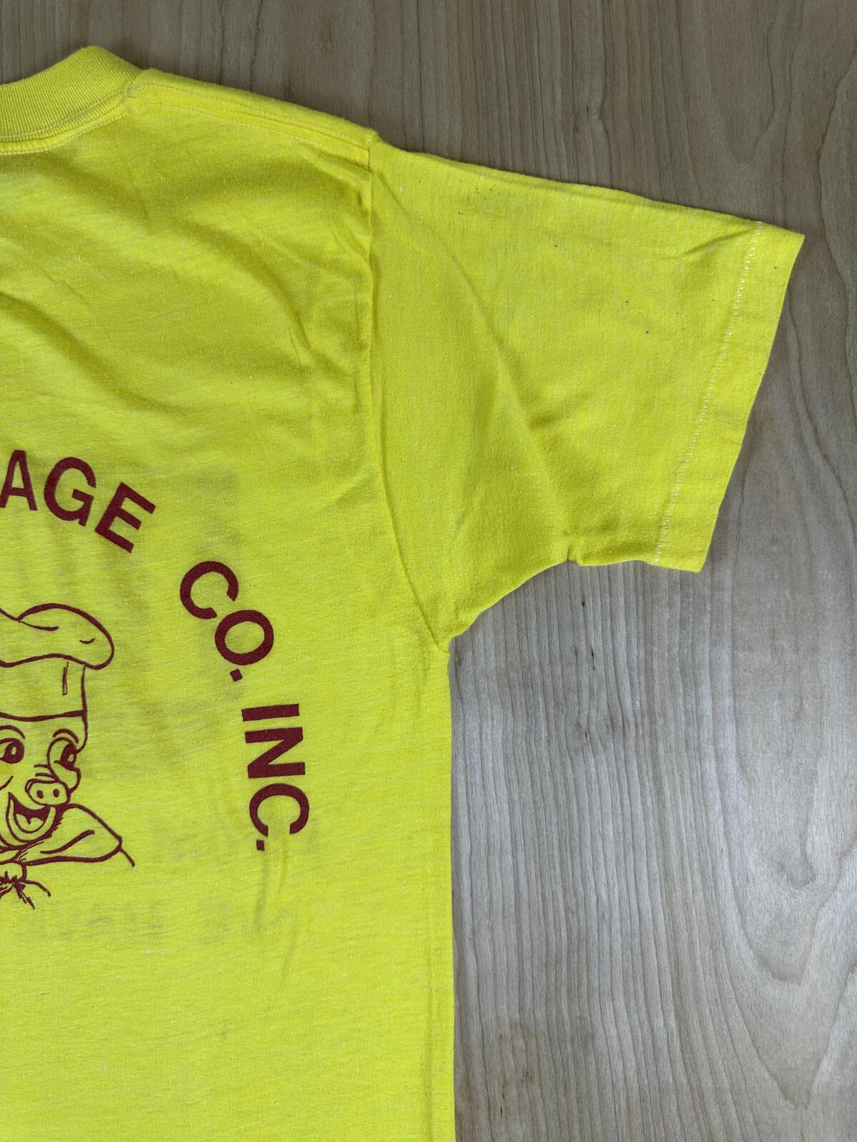 Vintage 80s Ideal Sausage Single Stitch Tshirt cotton blend usa chef pig rare