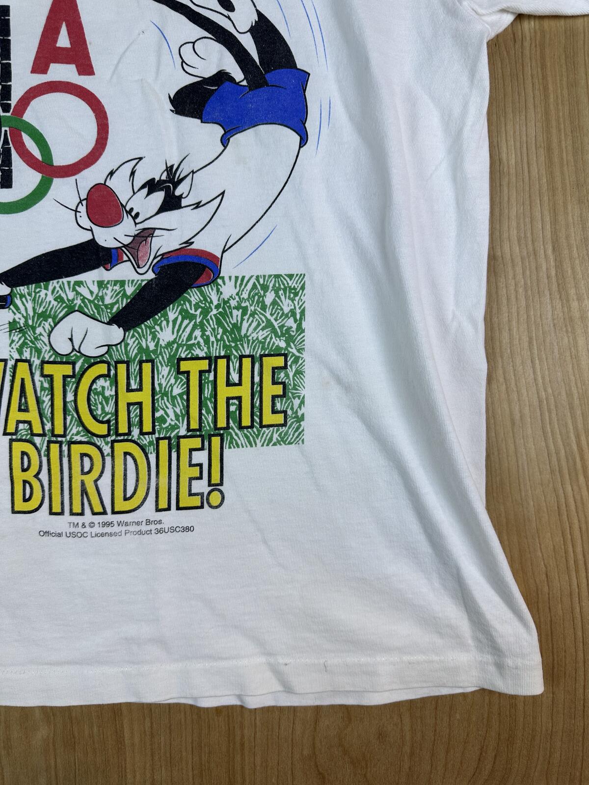 Vintage 90s Watch the Birdie Olympic tshirt Single Stitch Tweety badminton usa