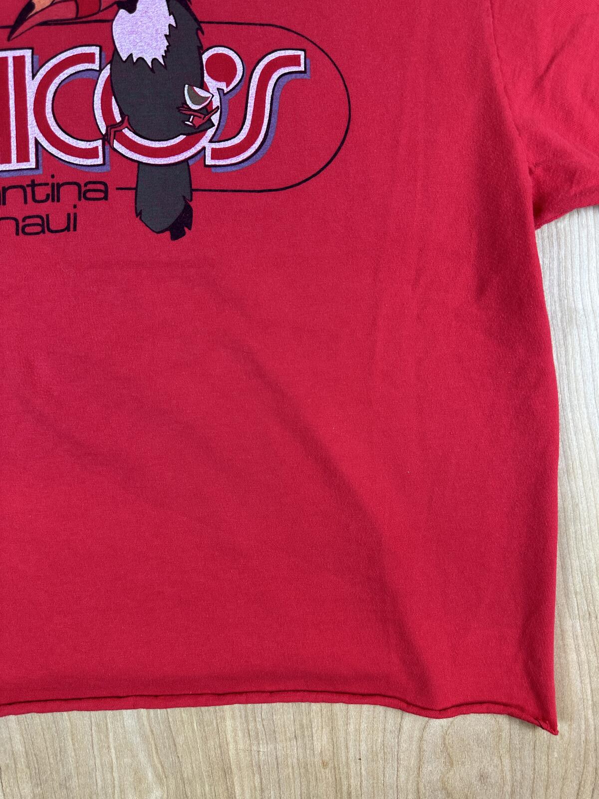 Vintage 80s Chico's Cantina Maui tshirt single stitch red toucan cropped hawaii