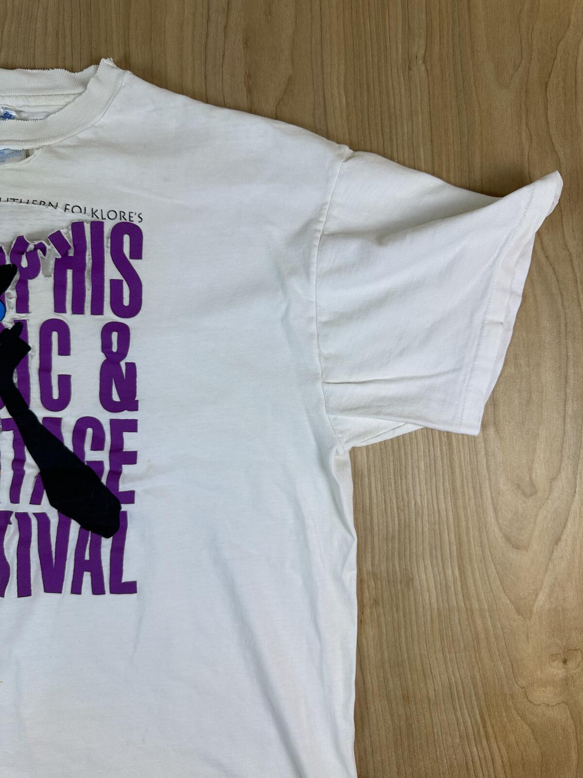 Vintage 90s Memphis Music and Heritage Festival tshirt Hanes beefy t large shred