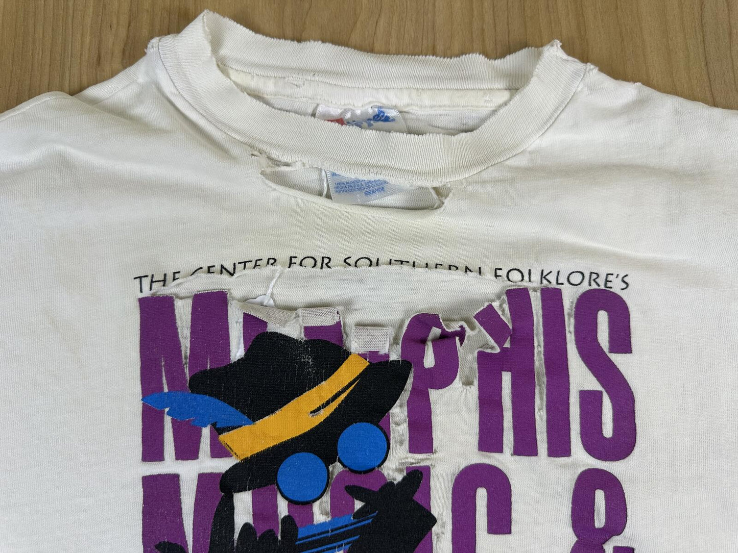 Vintage 90s Memphis Music and Heritage Festival tshirt Hanes beefy t large shred