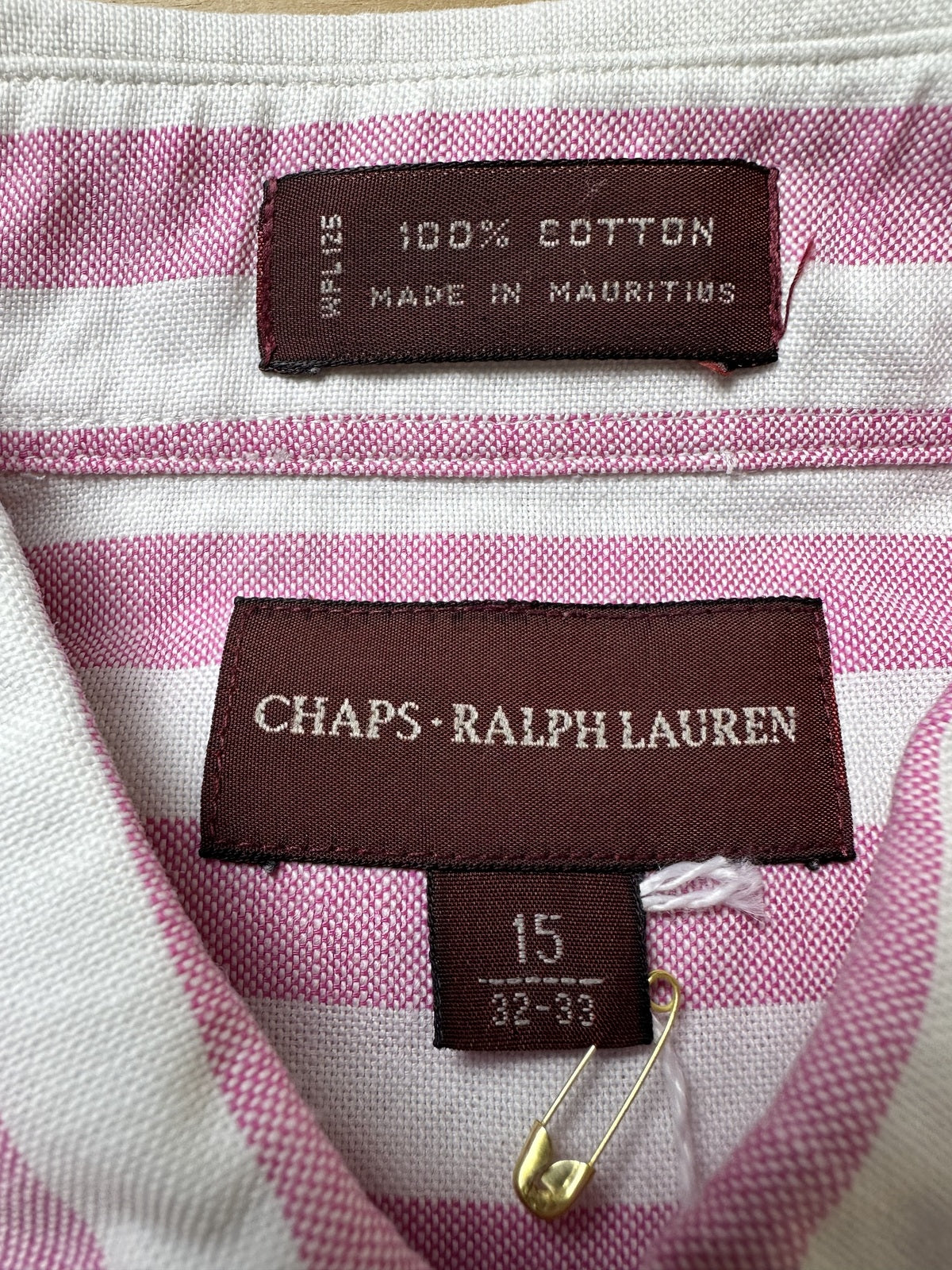 Vintage 90s Chaps Ralph Lauren Striped button up 100% cotton preppy curved hem