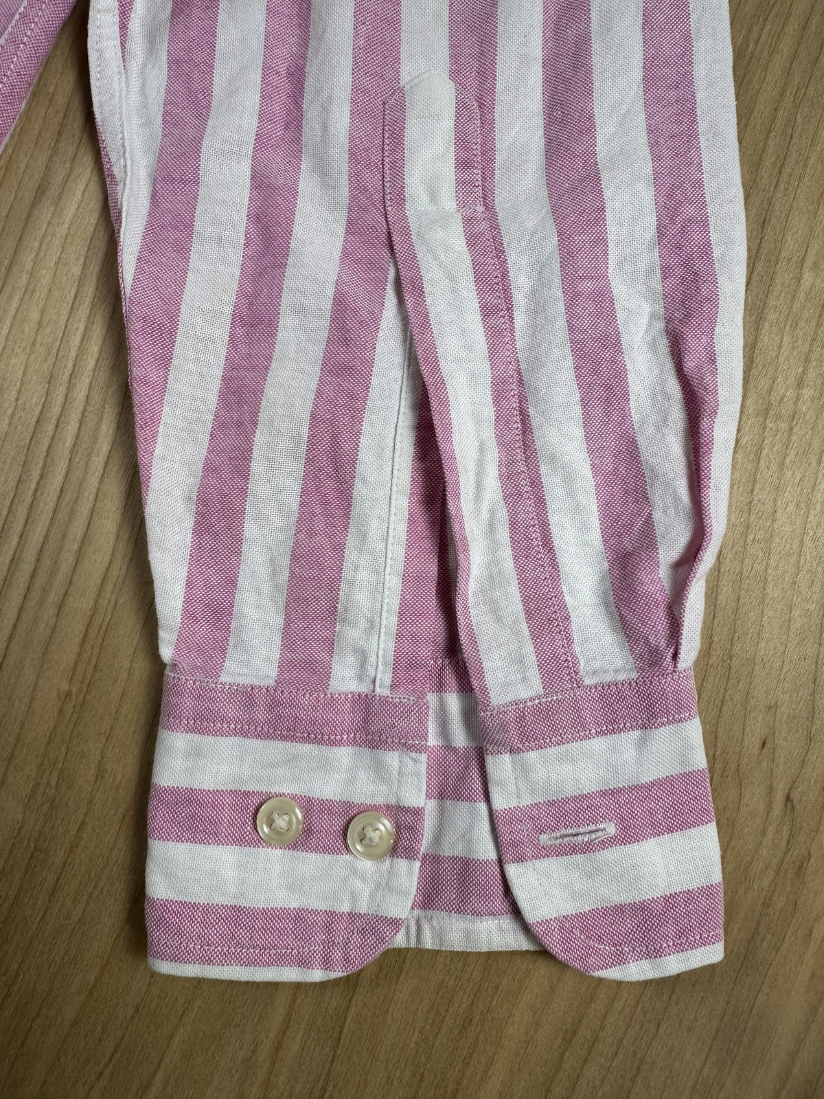 Vintage 90s Chaps Ralph Lauren Striped button up 100% cotton preppy curved hem