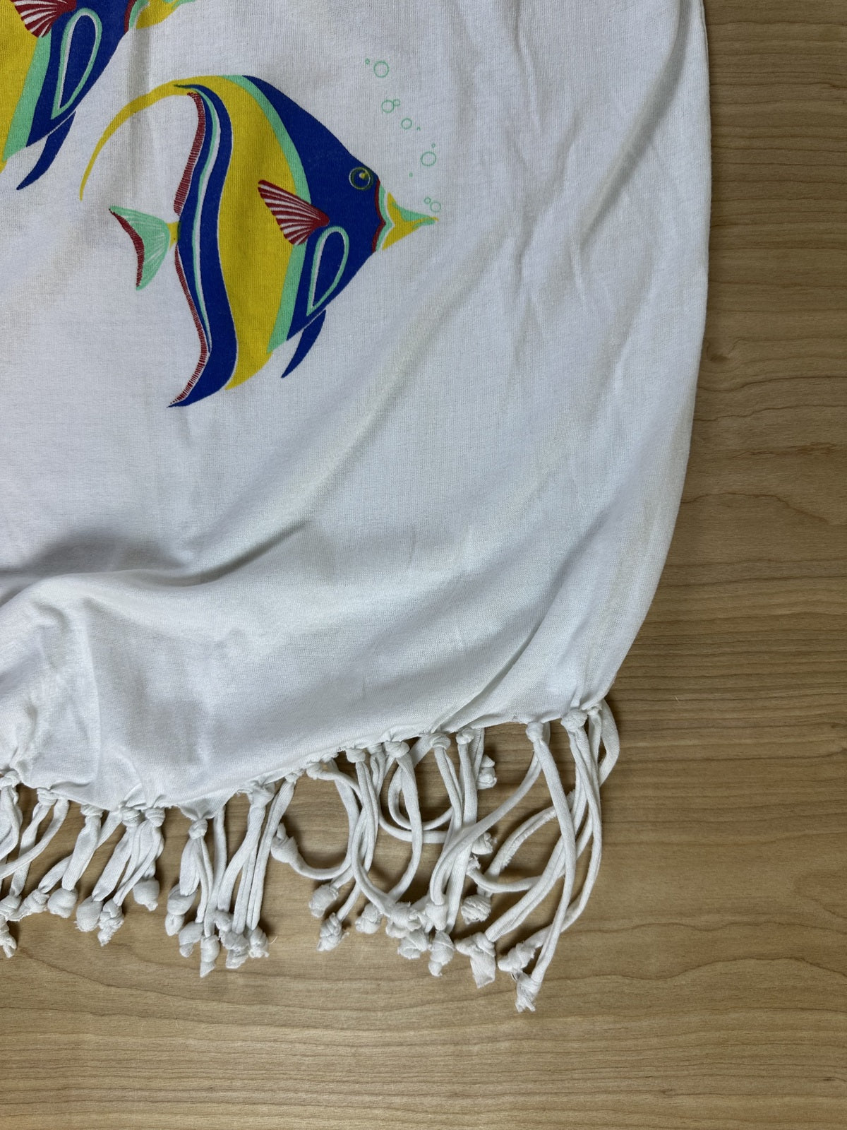 Vintage 80s Paradise Island Fringe tshirt coverup vacation beach tropical