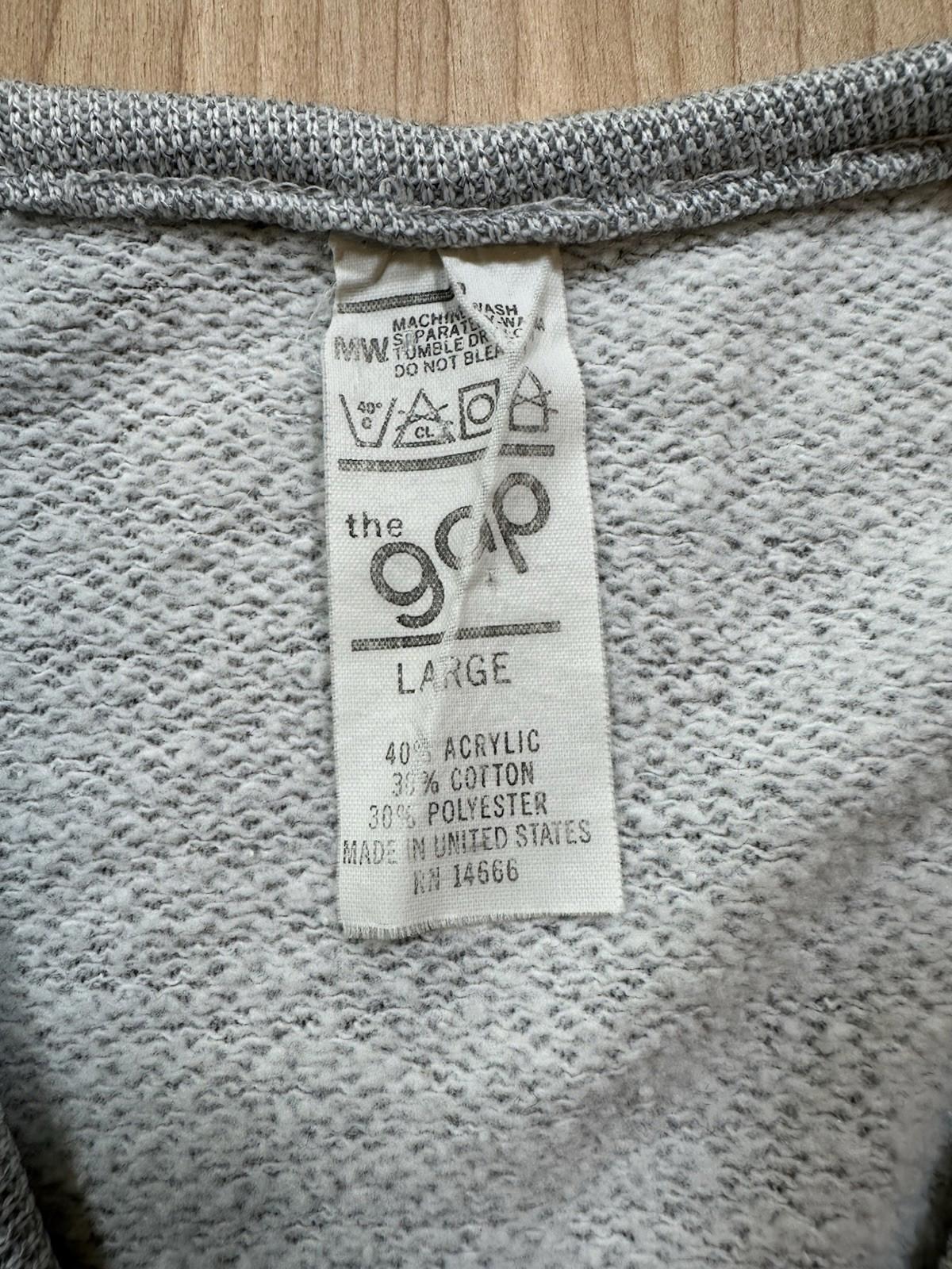 vintage 80's GAP V neck SWEATSHIRT jumper SPORTY STRIPES grey LARGE made in USA