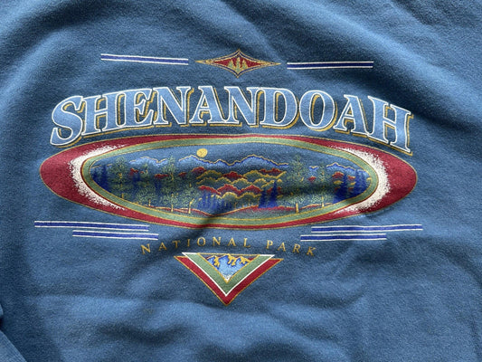 1980's vintage SHENANDOAH national park SWEATSHIRT blue TREES mountains USA nice