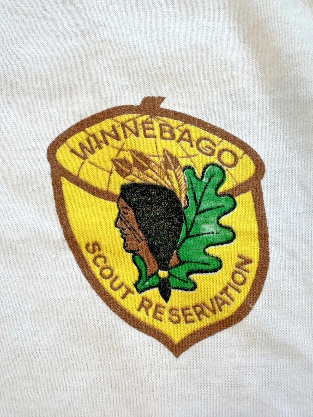 vintage 70's WINNEBAGO SCOUT RESERVATION camp ringer T SHIRT clean SMALL