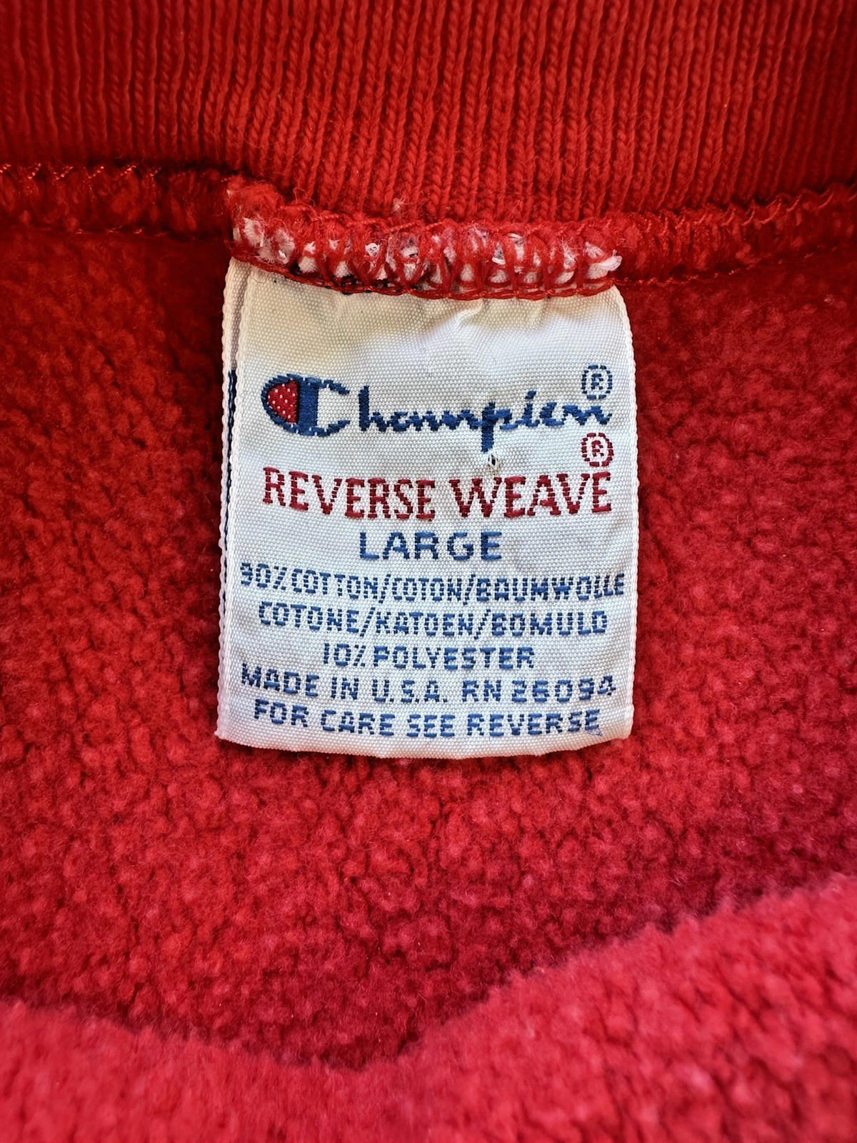 CHAMPION reverse weave LARGE made in USA 90's VINTAGE red